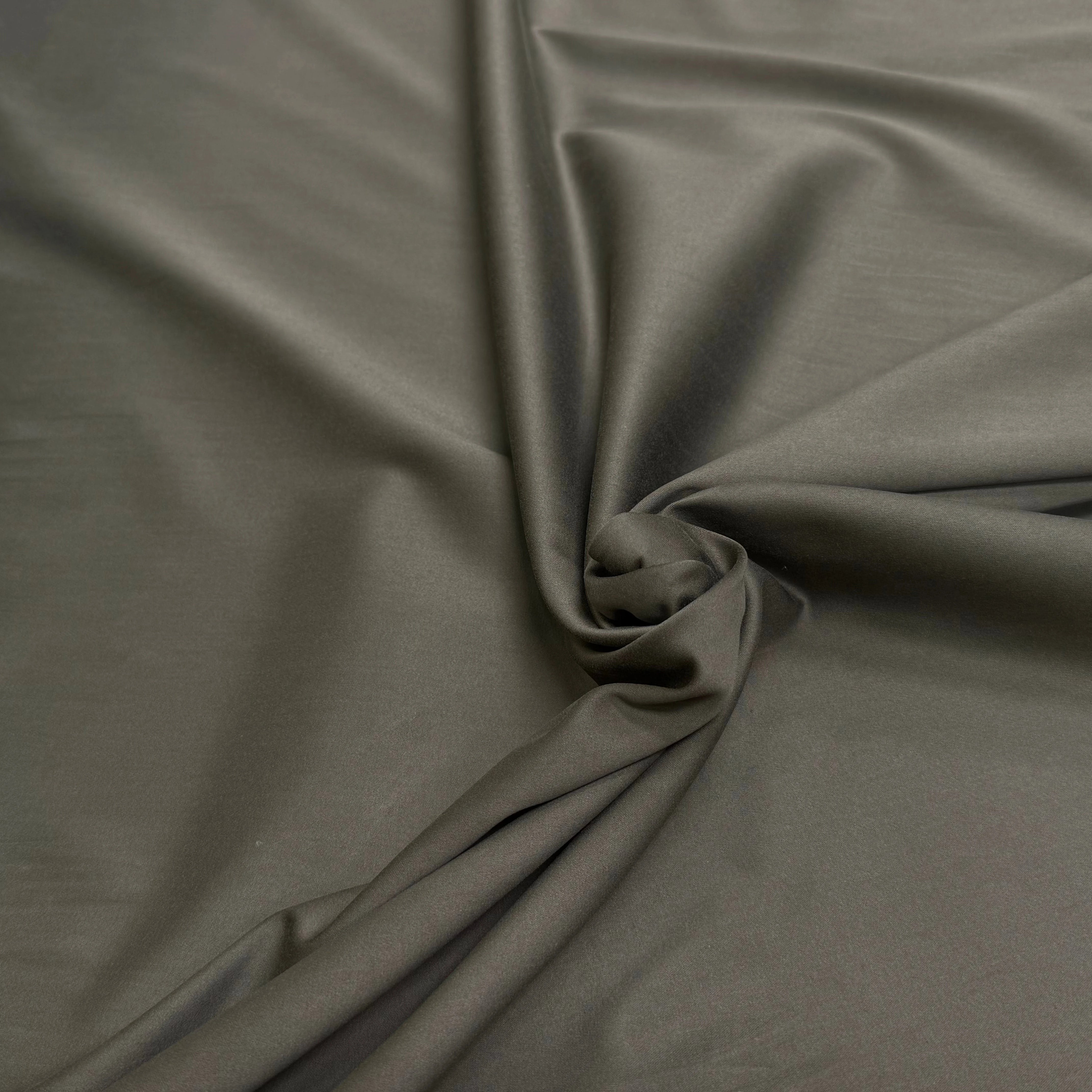 SATIN DE COTON LOURD VERT DE GRIS STRETCH COUTURE - My Little Coupon