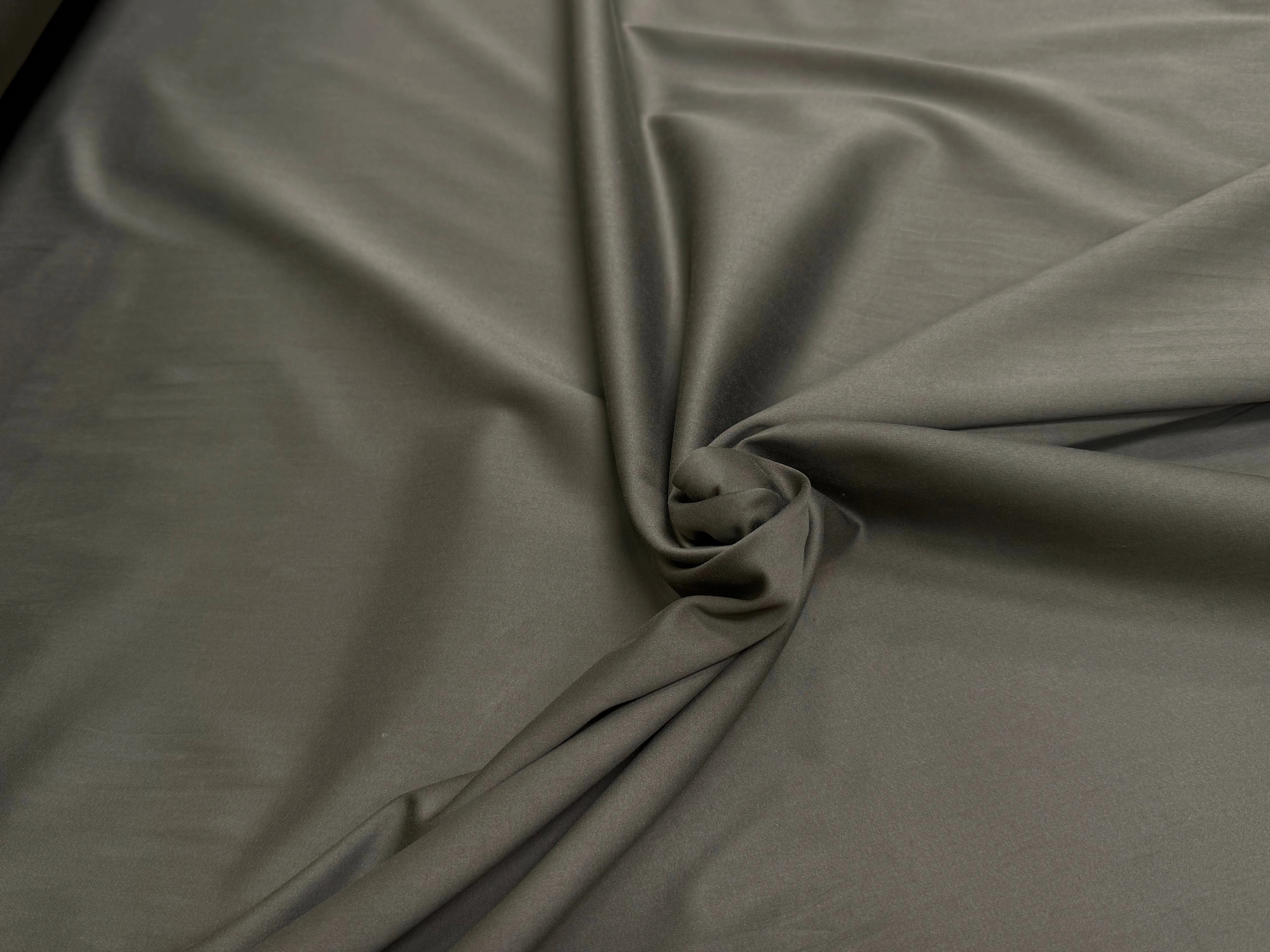 SATIN DE COTON LOURD VERT DE GRIS STRETCH COUTURE - My Little Coupon
