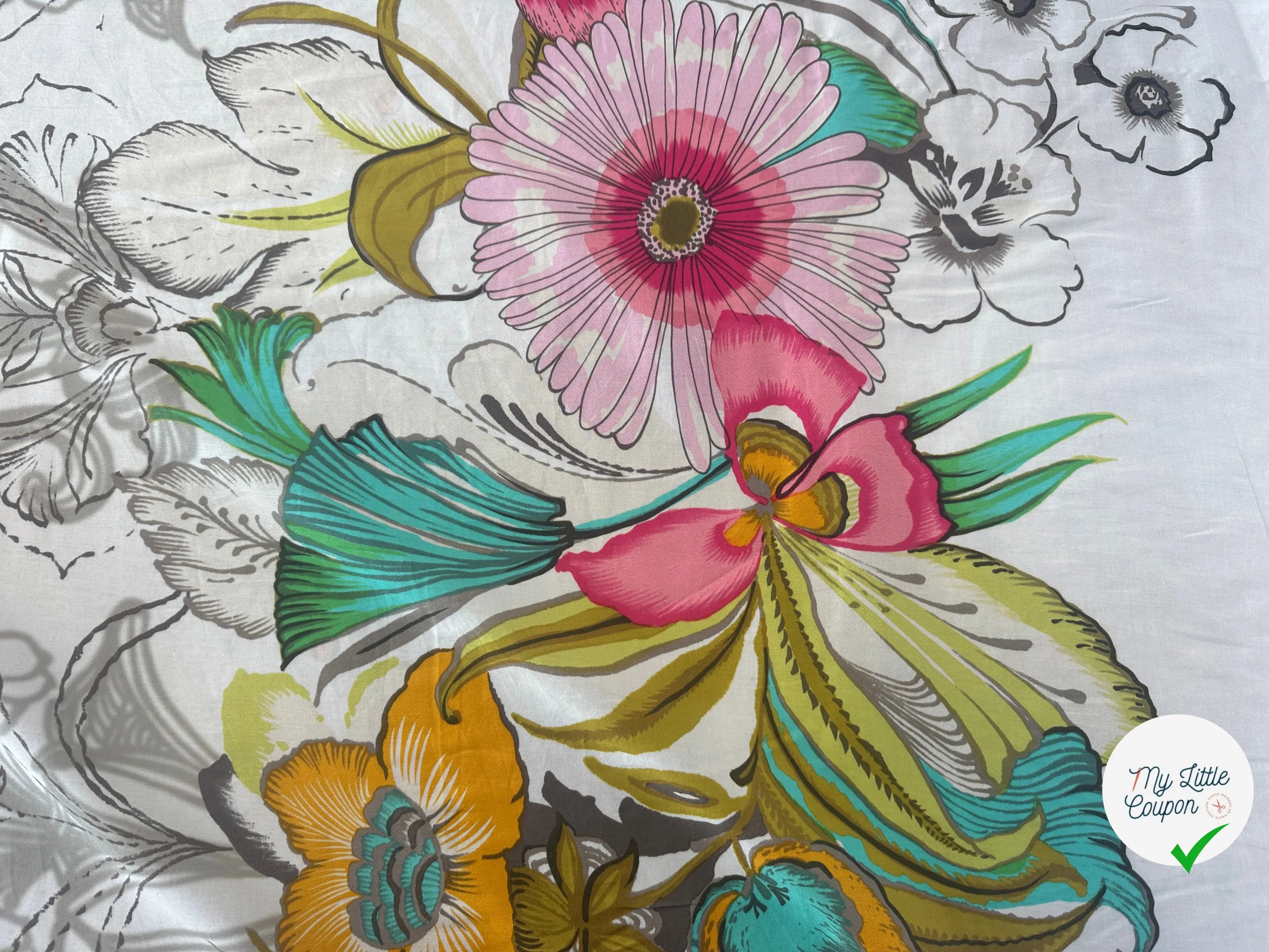 SATIN DE COTON SOIE FIN À DESSINS FLEURIS MLC INTERN