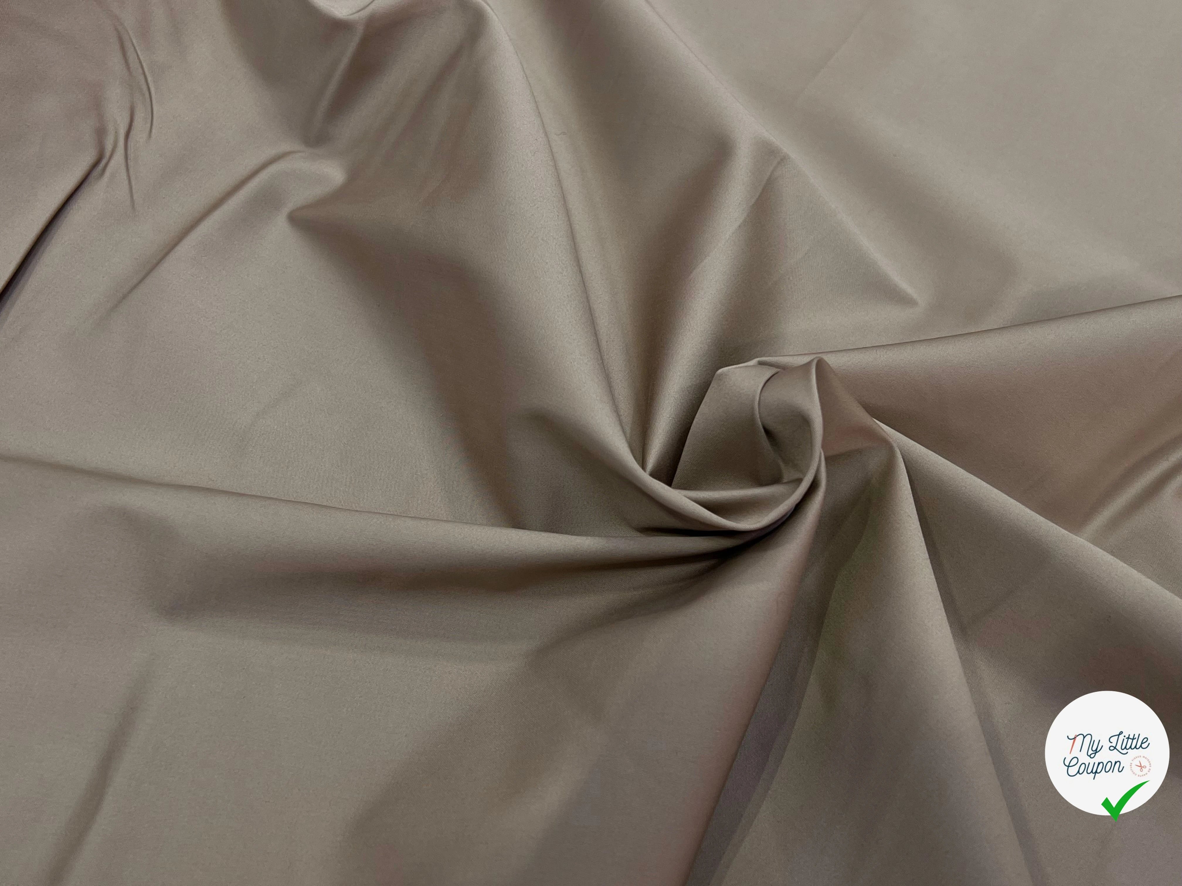 SATIN DE COTON STRETCH BEIGE MARRONÉ 150CM - My Little Coupon