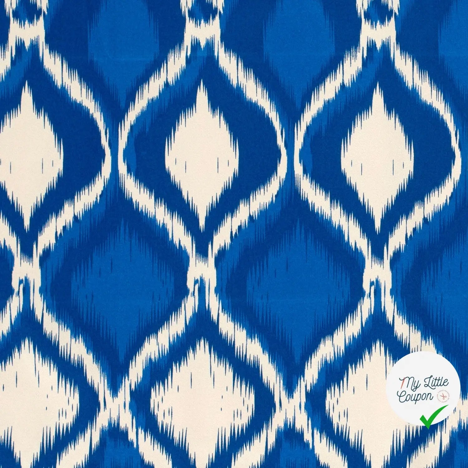 SATIN DE COTON TISSU IMPRIMÉ ABSTRAIT COBALT - My Little Coupon