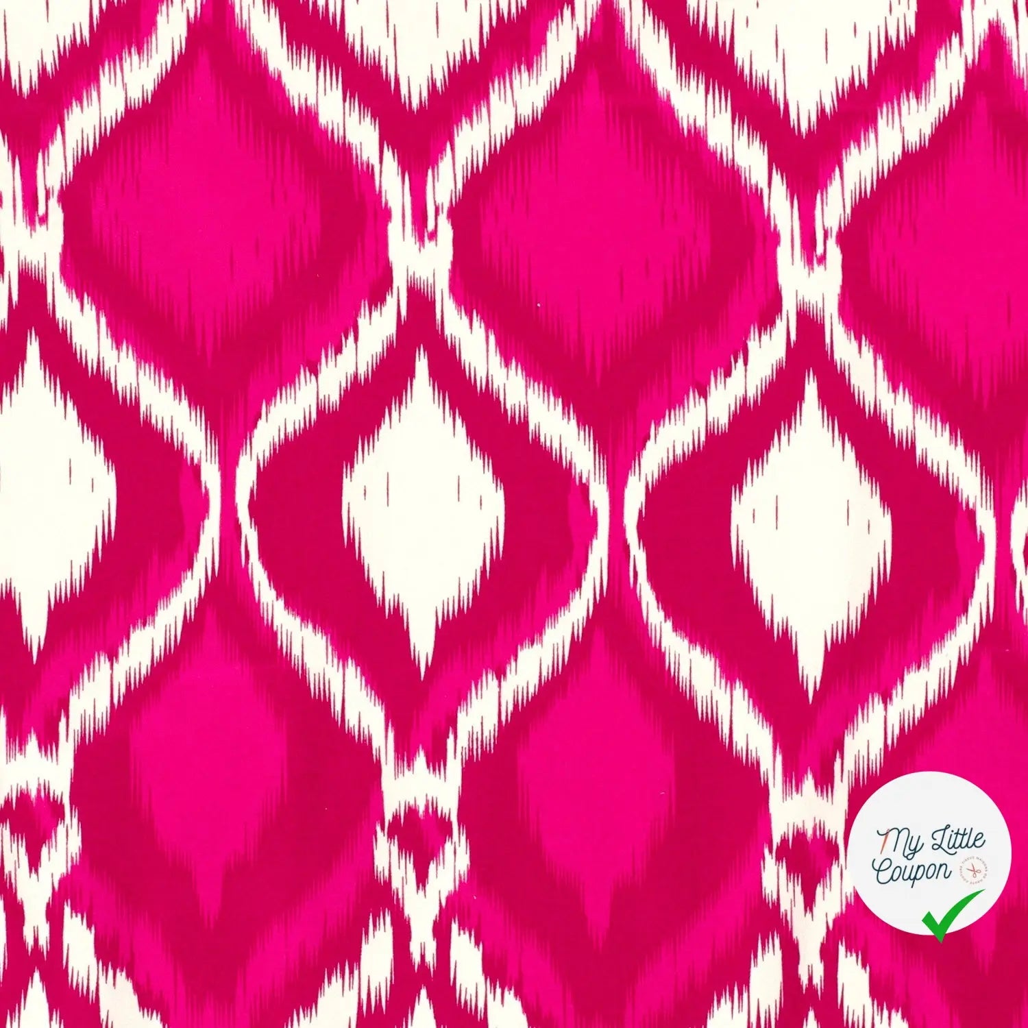 SATIN DE COTON TISSU IMPRIMÉ ABSTRAIT FUCHSIA - My Little Coupon