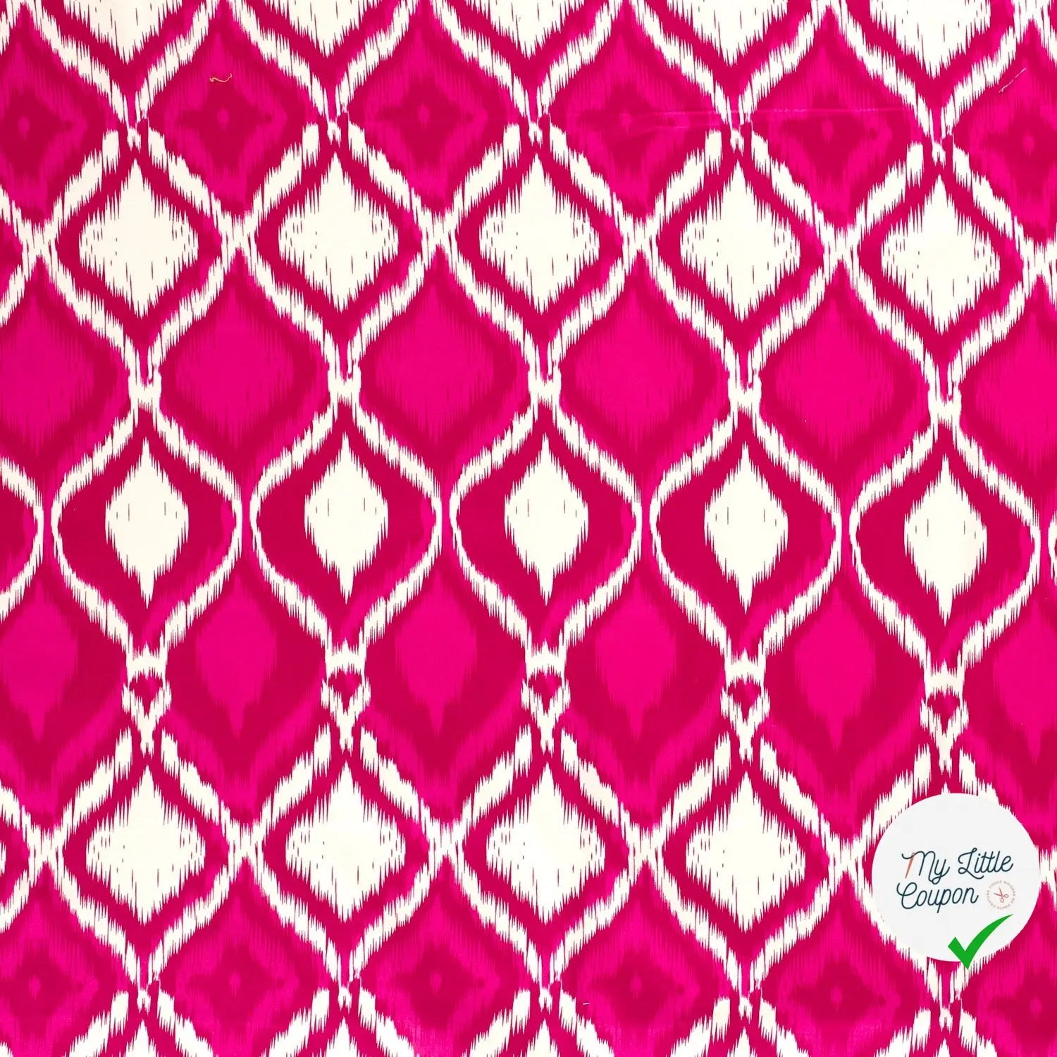 SATIN DE COTON TISSU IMPRIMÉ ABSTRAIT FUCHSIA - My Little Coupon