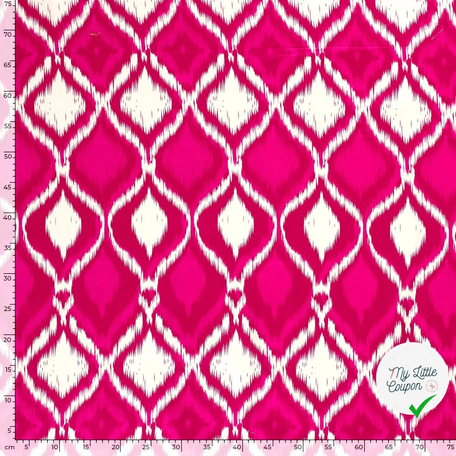 SATIN DE COTON TISSU IMPRIMÉ ABSTRAIT FUCHSIA - My Little Coupon