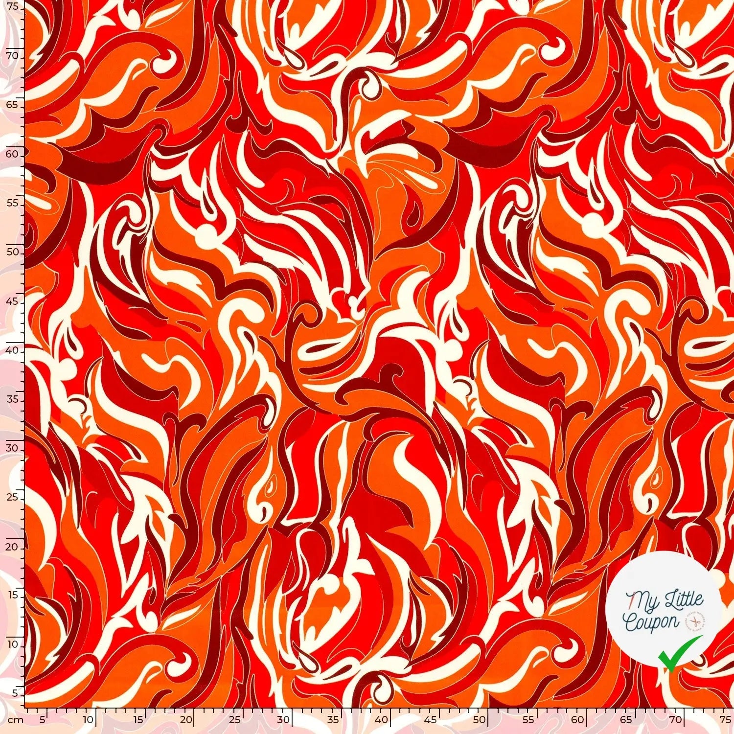 SATIN DE COTON TISSU IMPRIMÉ ABSTRAIT ORANGE - My Little Coupon