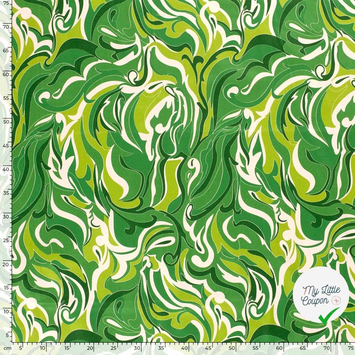 SATIN DE COTON TISSU IMPRIMÉ ABSTRAIT VERT - My Little Coupon
