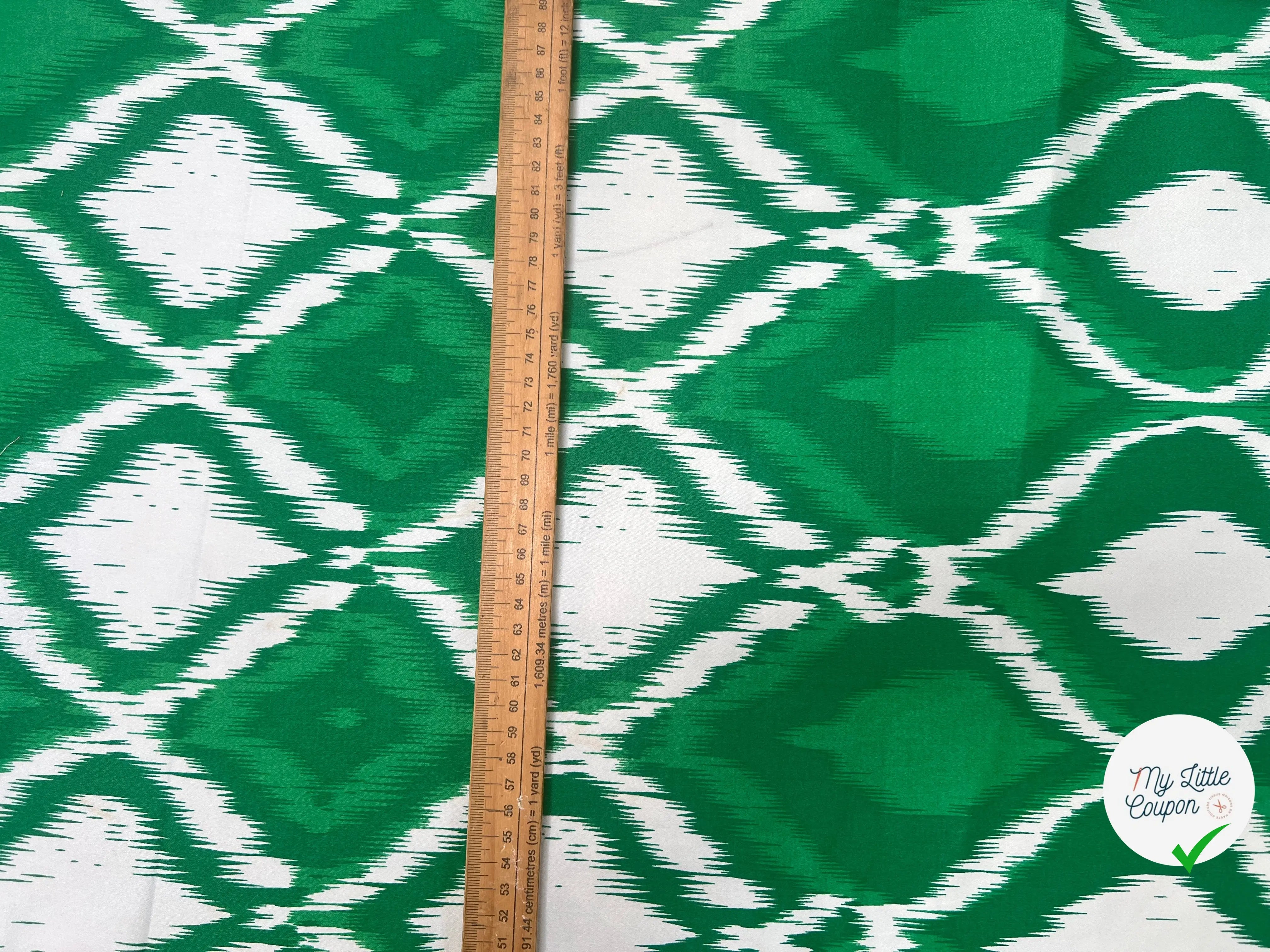 SATIN DE COTON TISSU IMPRIMÉ ABSTRAIT VERT - My Little Coupon