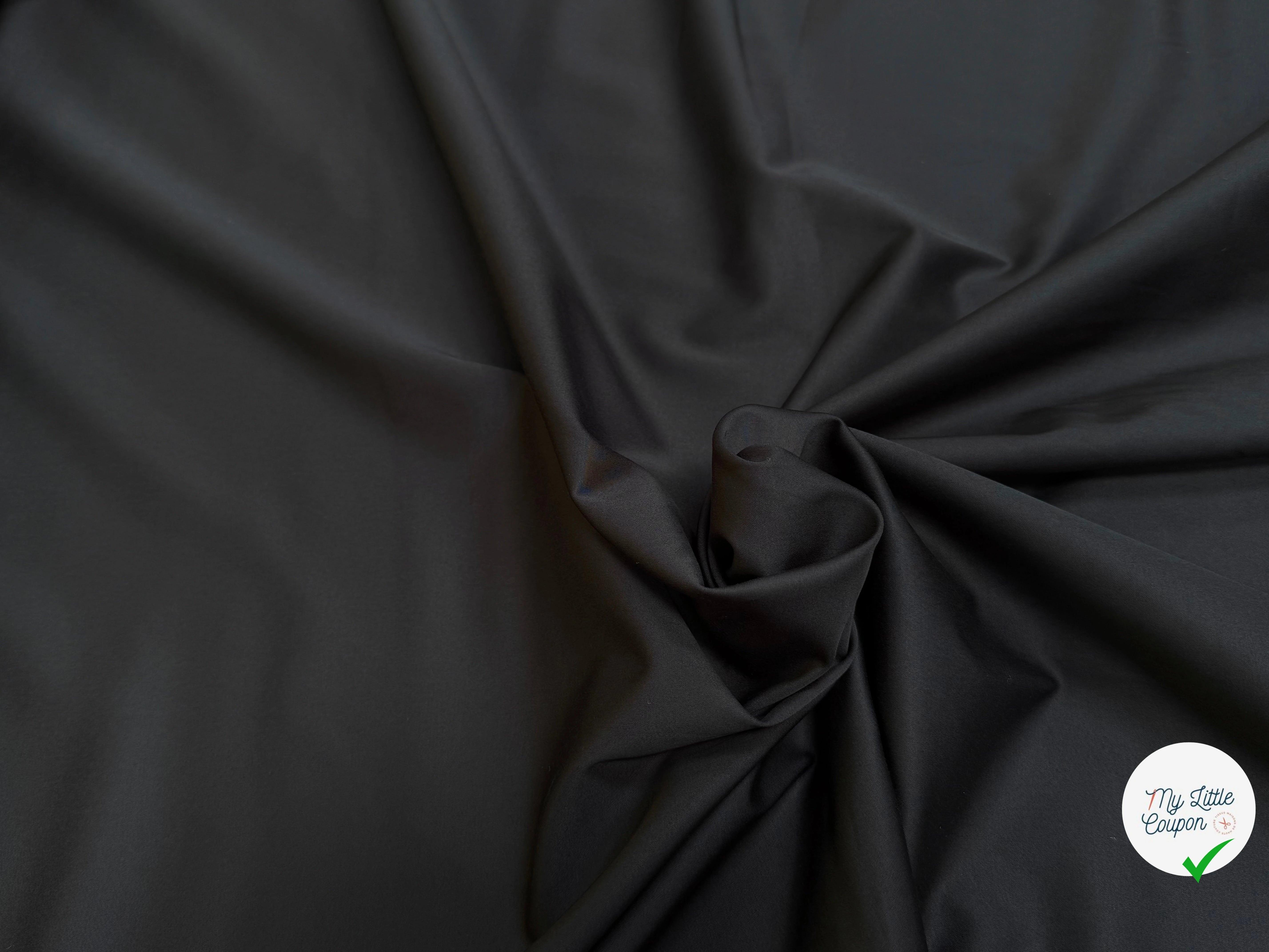 SATIN DE COTON UNI NOIR QUALITÉ COUTURE - My Little Coupon