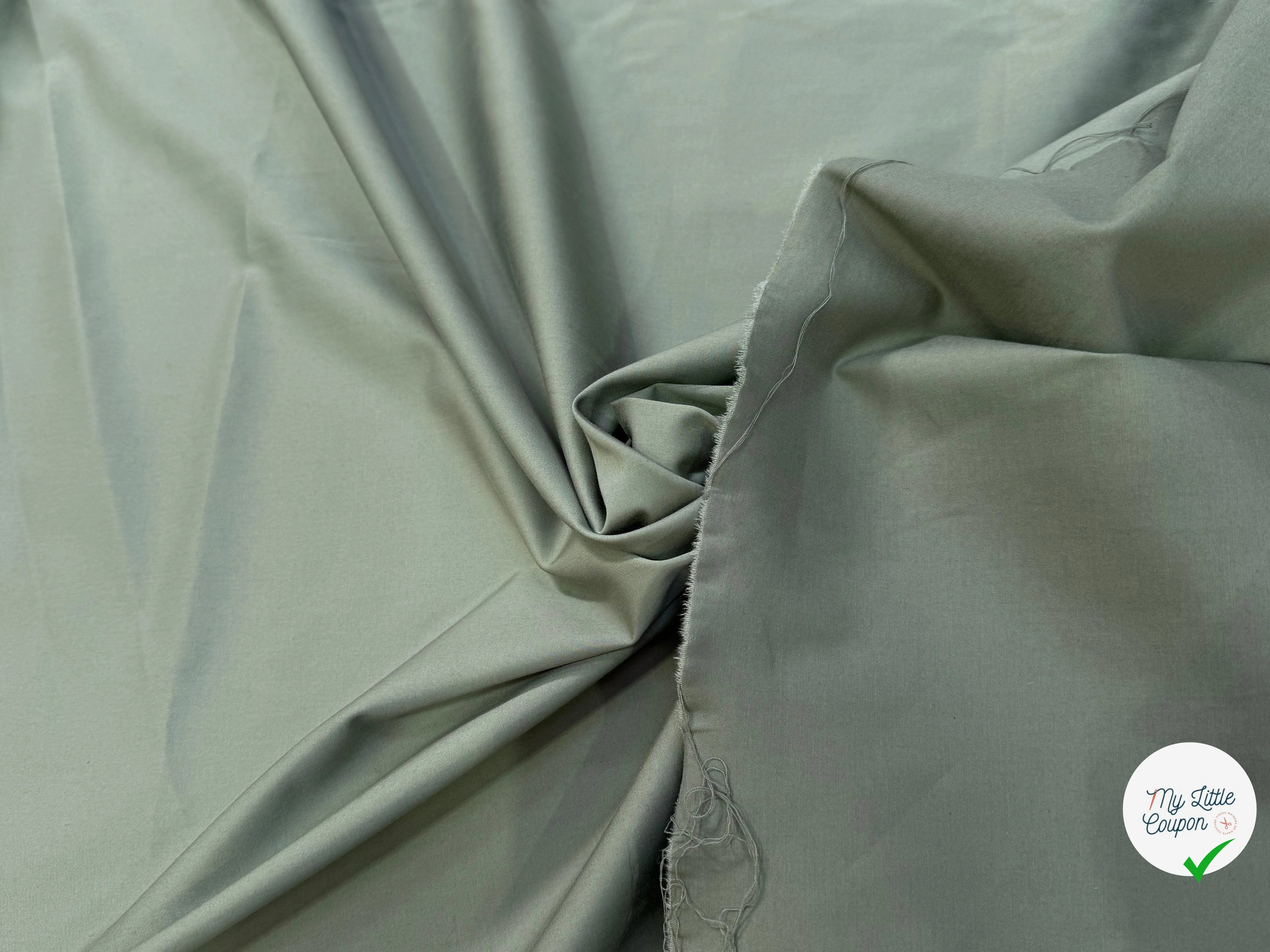SATIN DE COTON VERT MENTHE CLAIRE STRETCH - My Little Coupon
