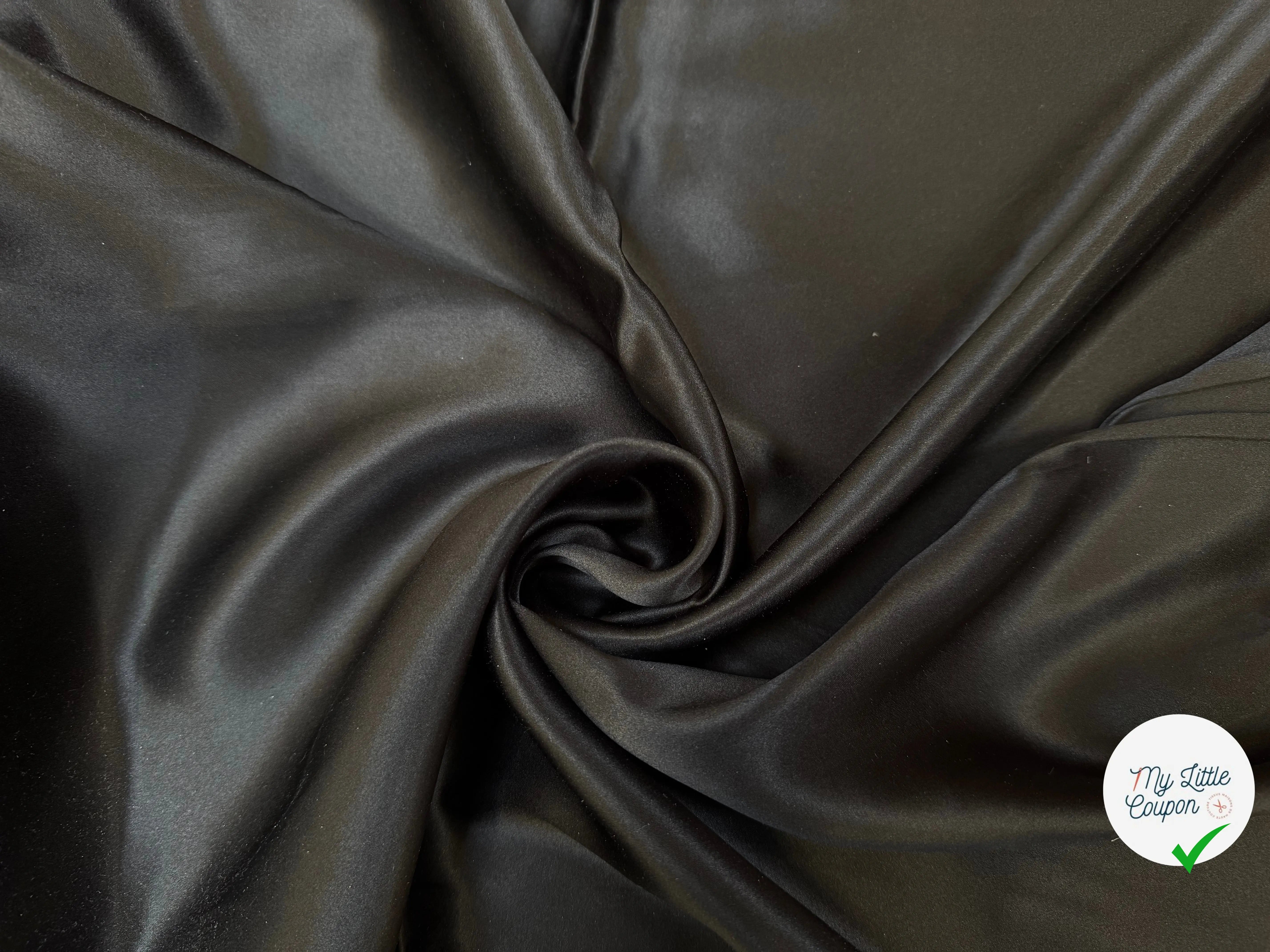 SATIN DE SOIE 100% SOIE UNIE NOIR - My Little Coupon
