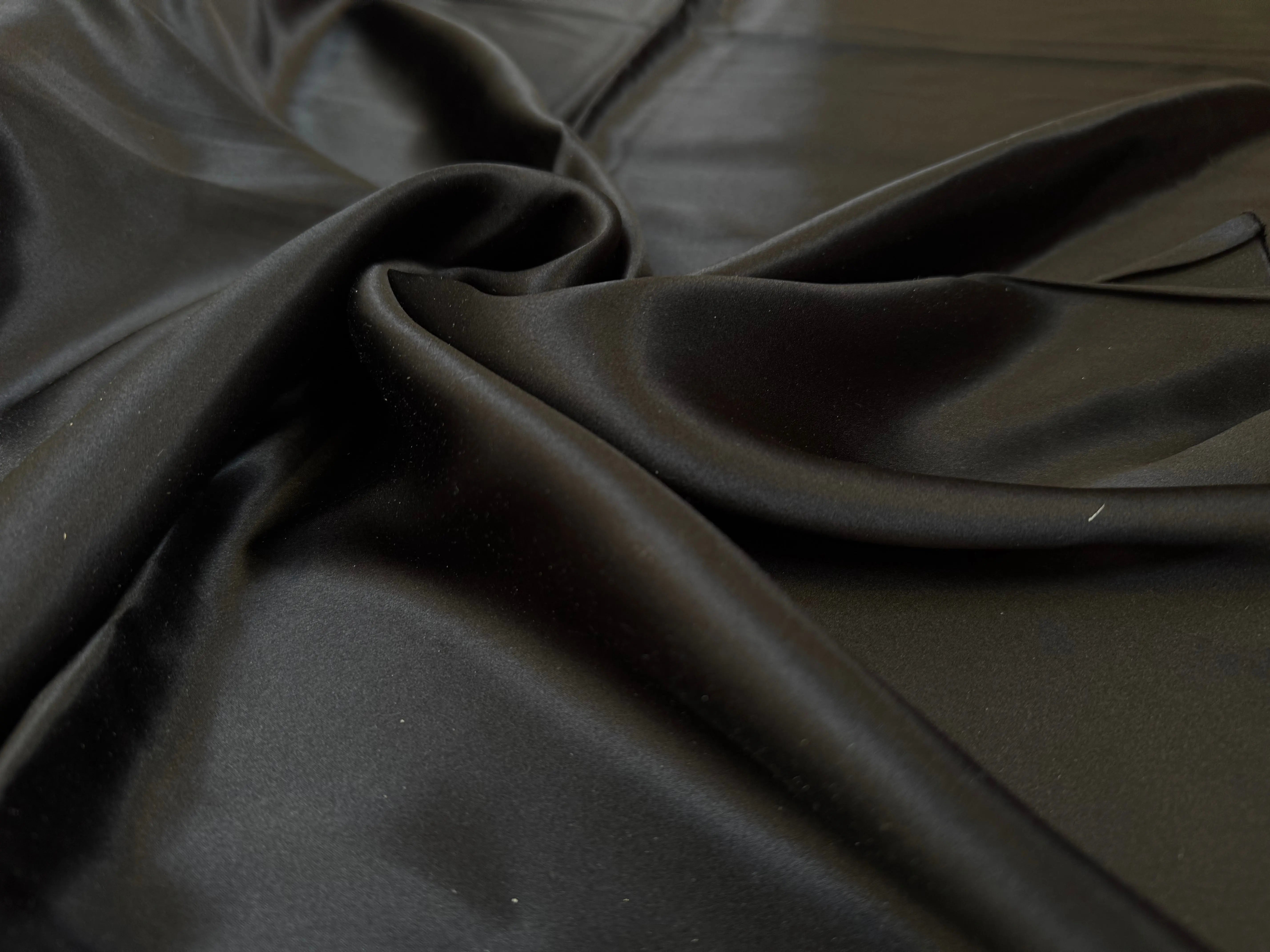 SATIN DE SOIE 100% SOIE UNIE NOIR - My Little Coupon