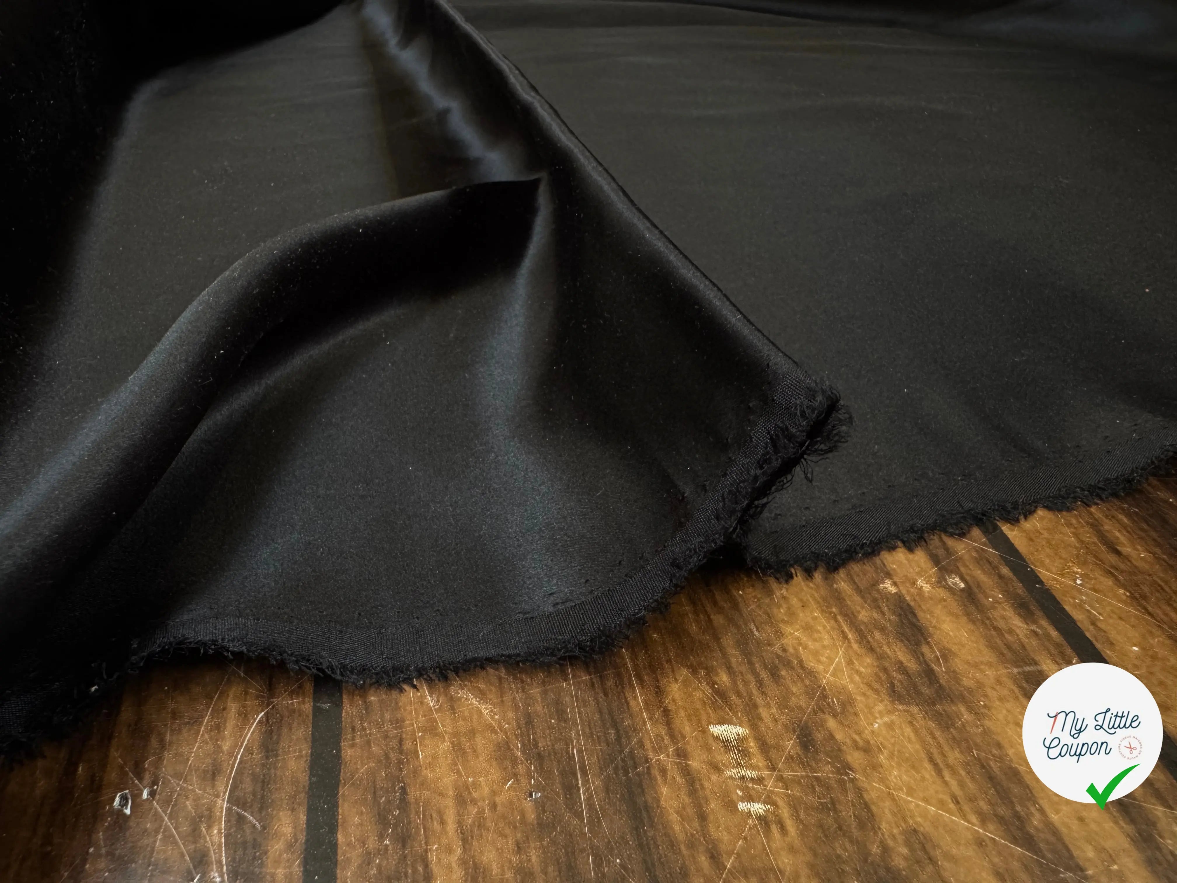 SATIN DE SOIE 100% SOIE UNIE NOIR - My Little Coupon