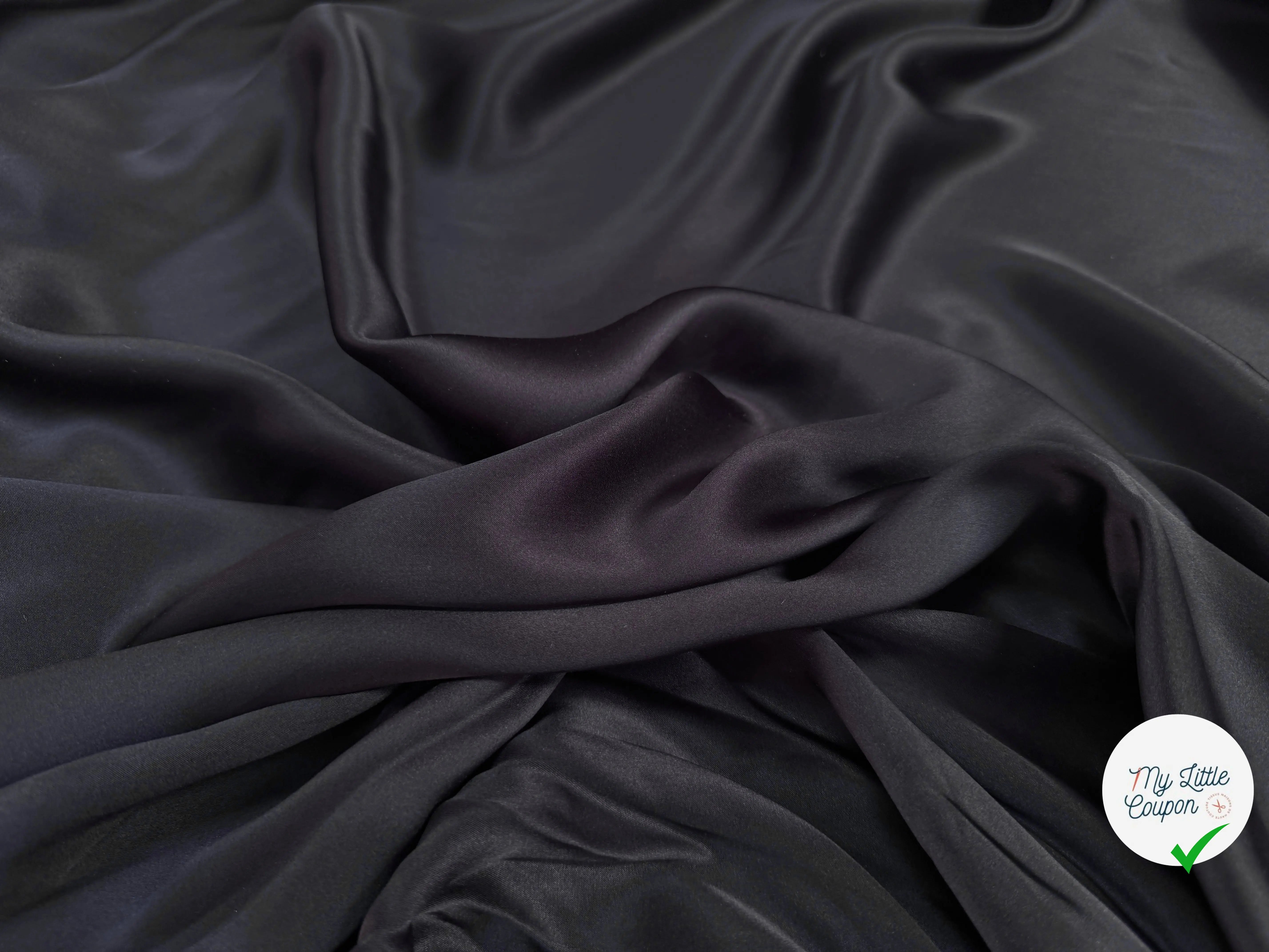 SATIN DE SOIE BLEU NUIT NOIR - My Little Coupon