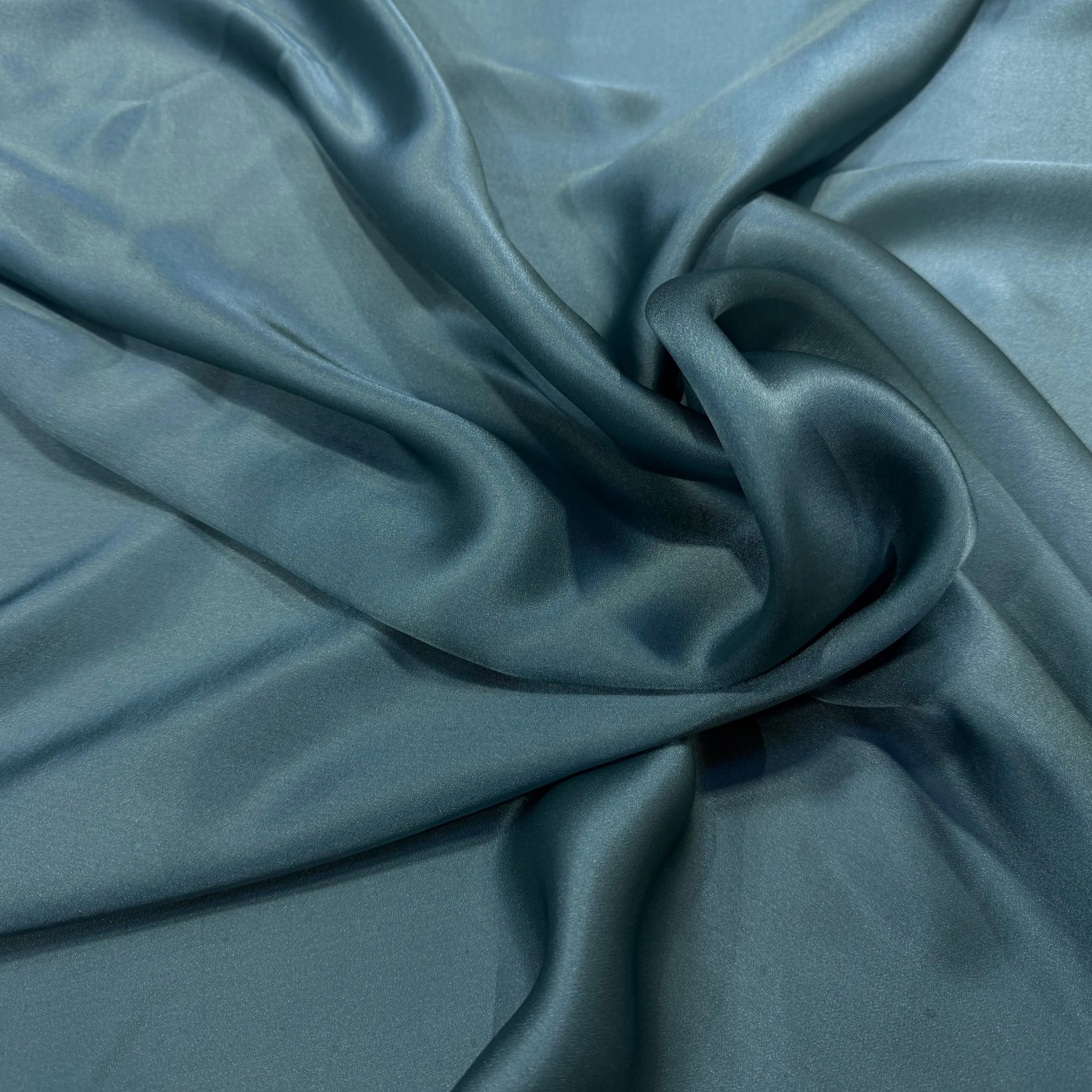 SATIN DE SOIE BLEU VERT FLUIDE 100% SOIE - My Little Coupon