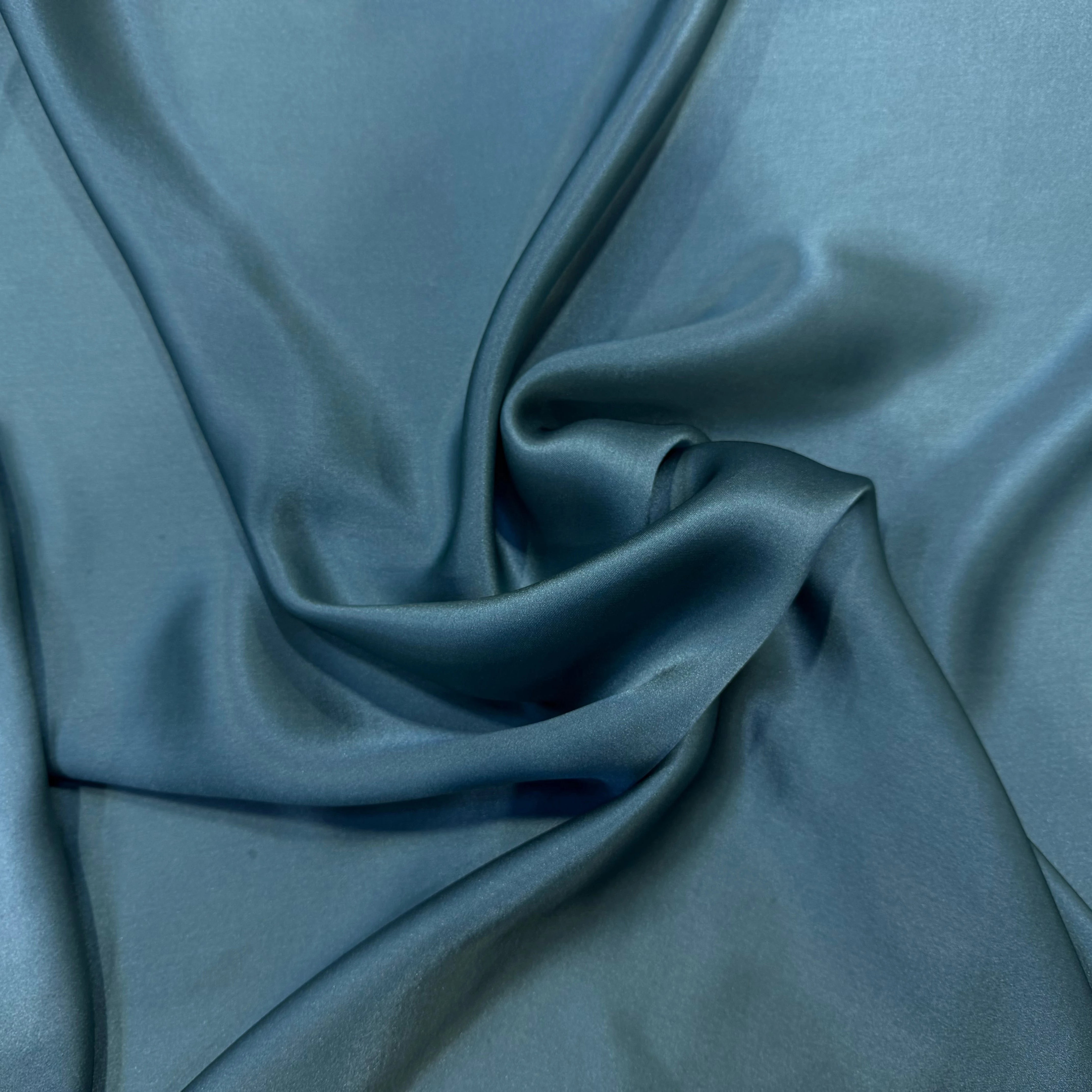 SATIN DE SOIE BLEU VERT FLUIDE 100% SOIE - My Little Coupon