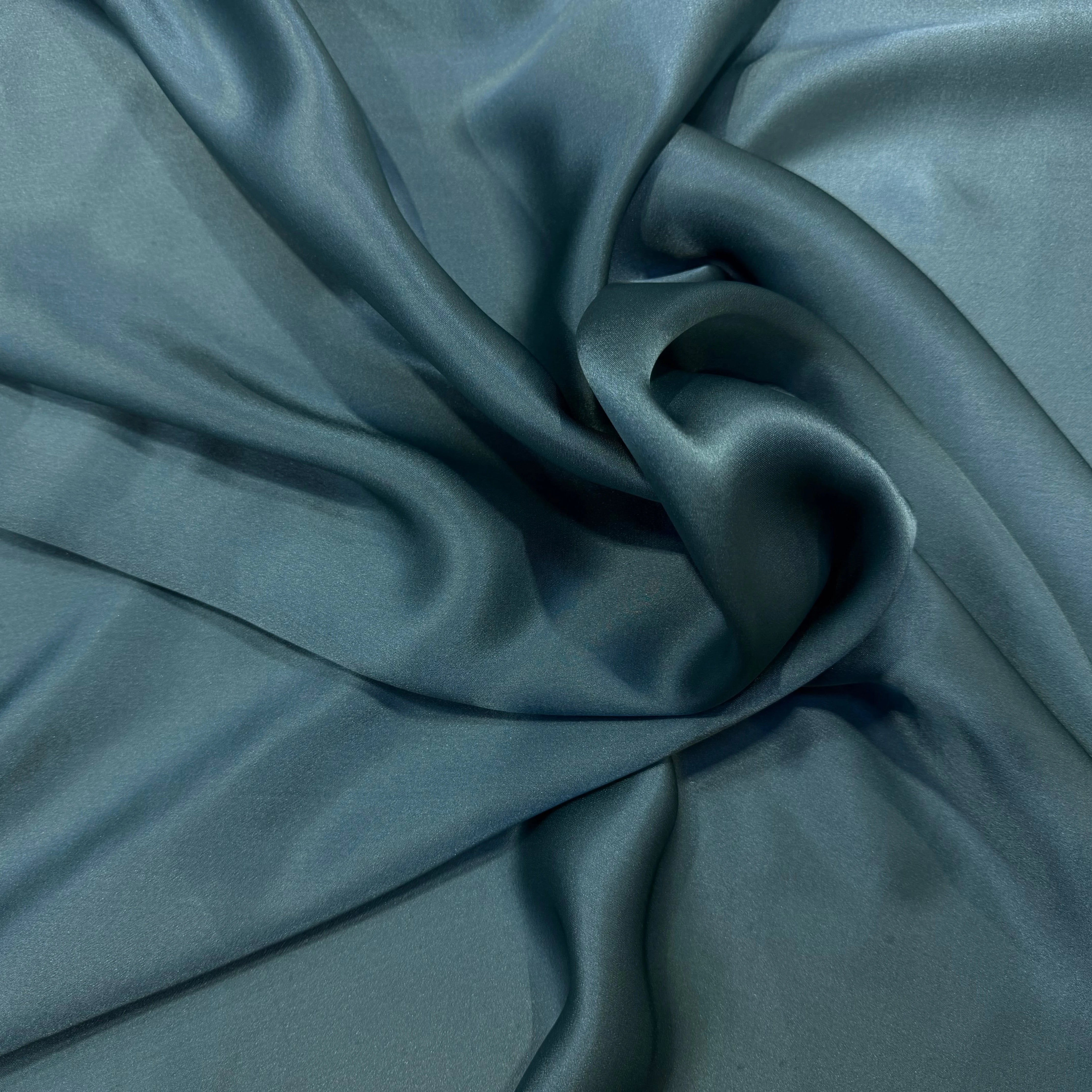 SATIN DE SOIE BLEU VERT FLUIDE 100% SOIE - My Little Coupon
