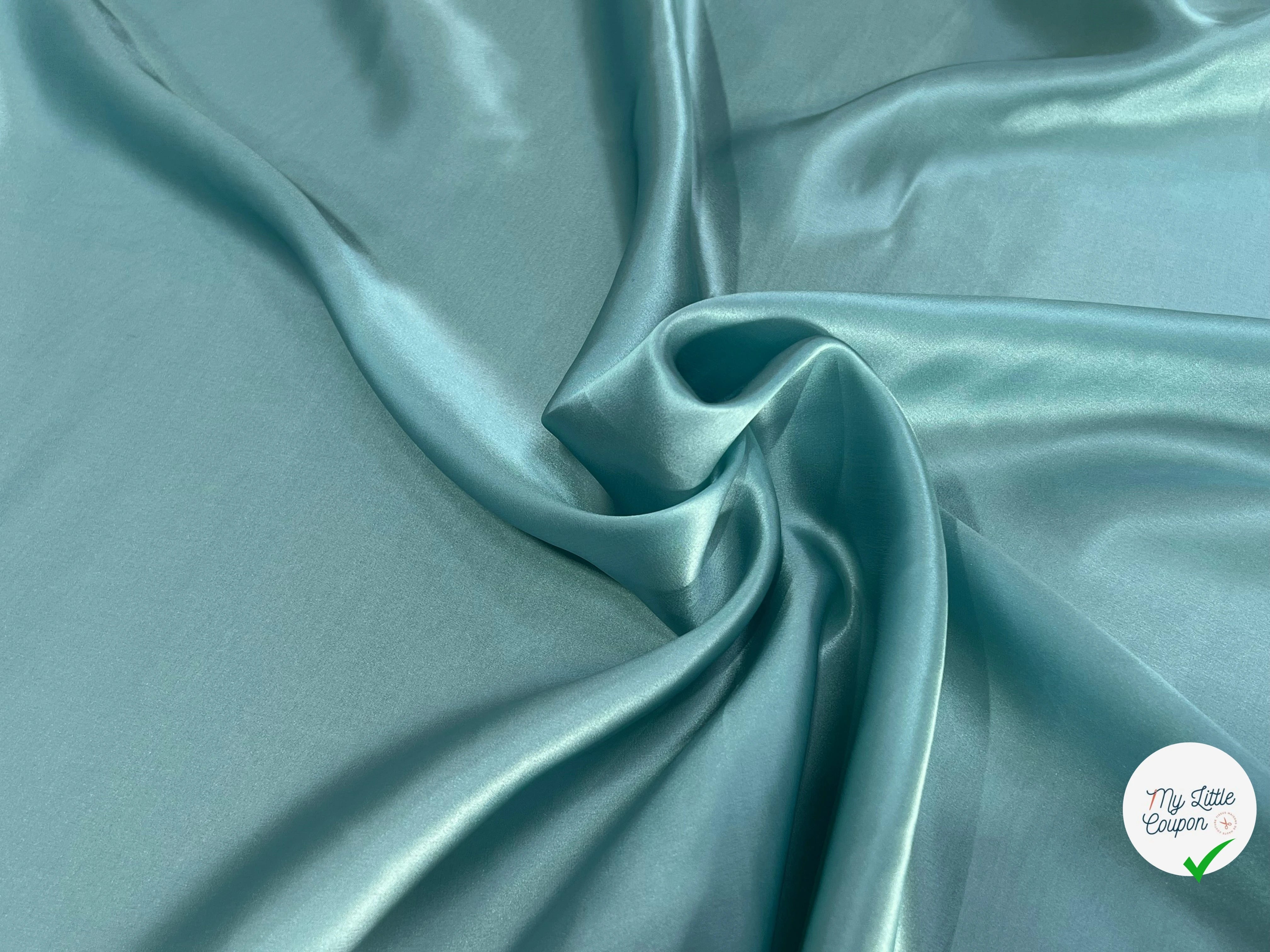 SATIN DE SOIE FLUIDE 100% SOIE BLUE LAGOON (TURQUOISE) - My Little Coupon
