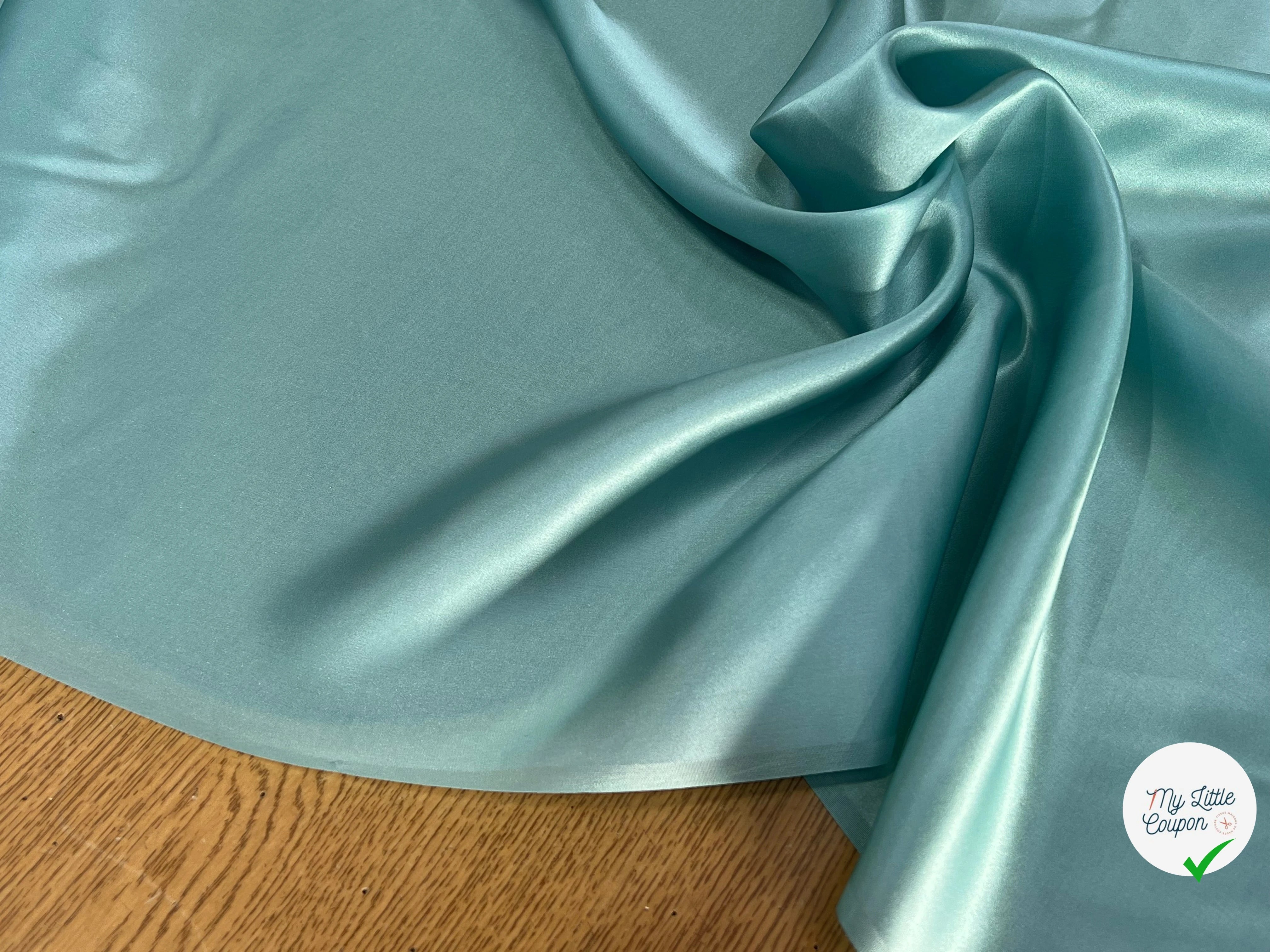 SATIN DE SOIE FLUIDE 100% SOIE BLUE LAGOON (TURQUOISE) - My Little Coupon