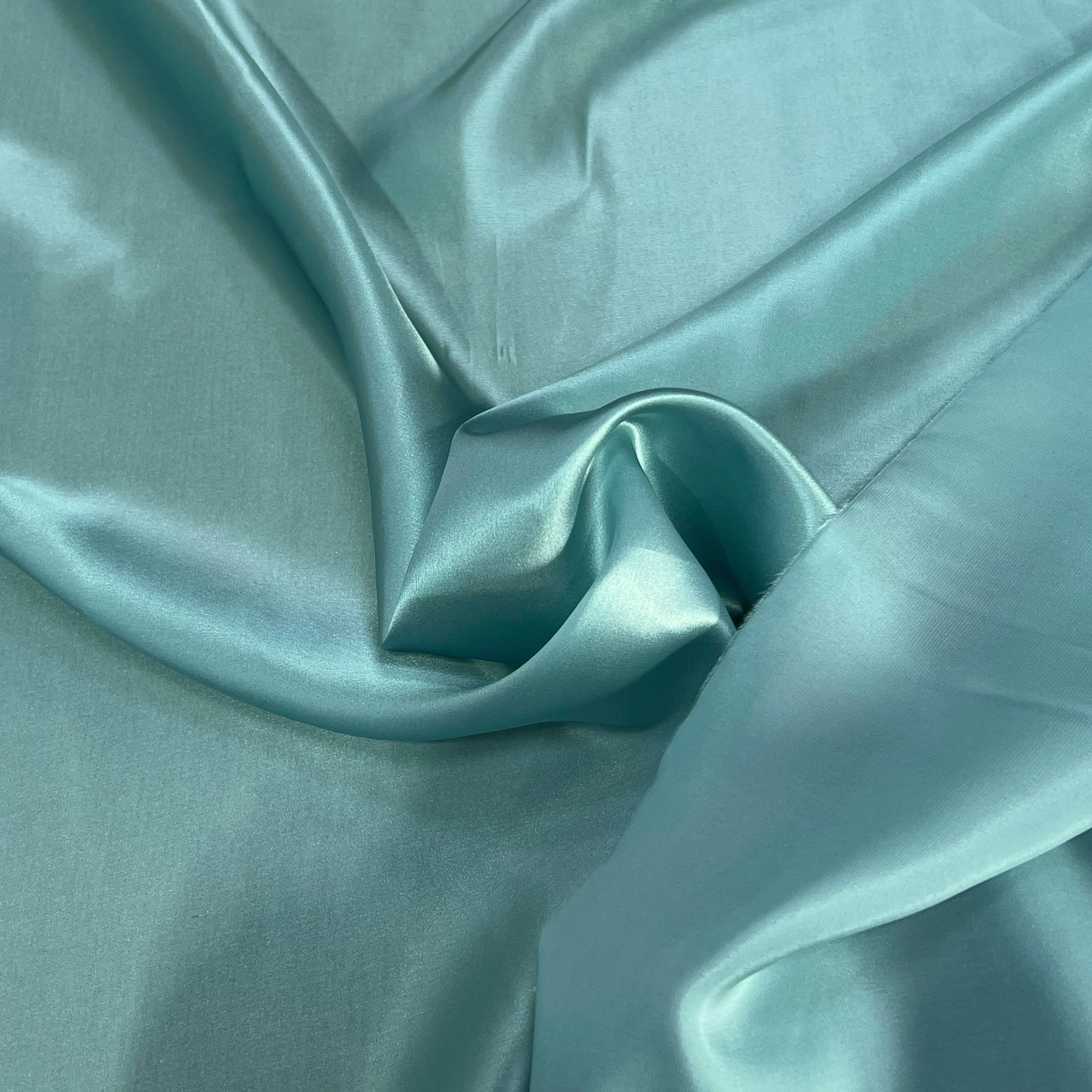 SATIN DE SOIE FLUIDE 100% SOIE BLUE LAGOON (TURQUOISE) - My Little Coupon