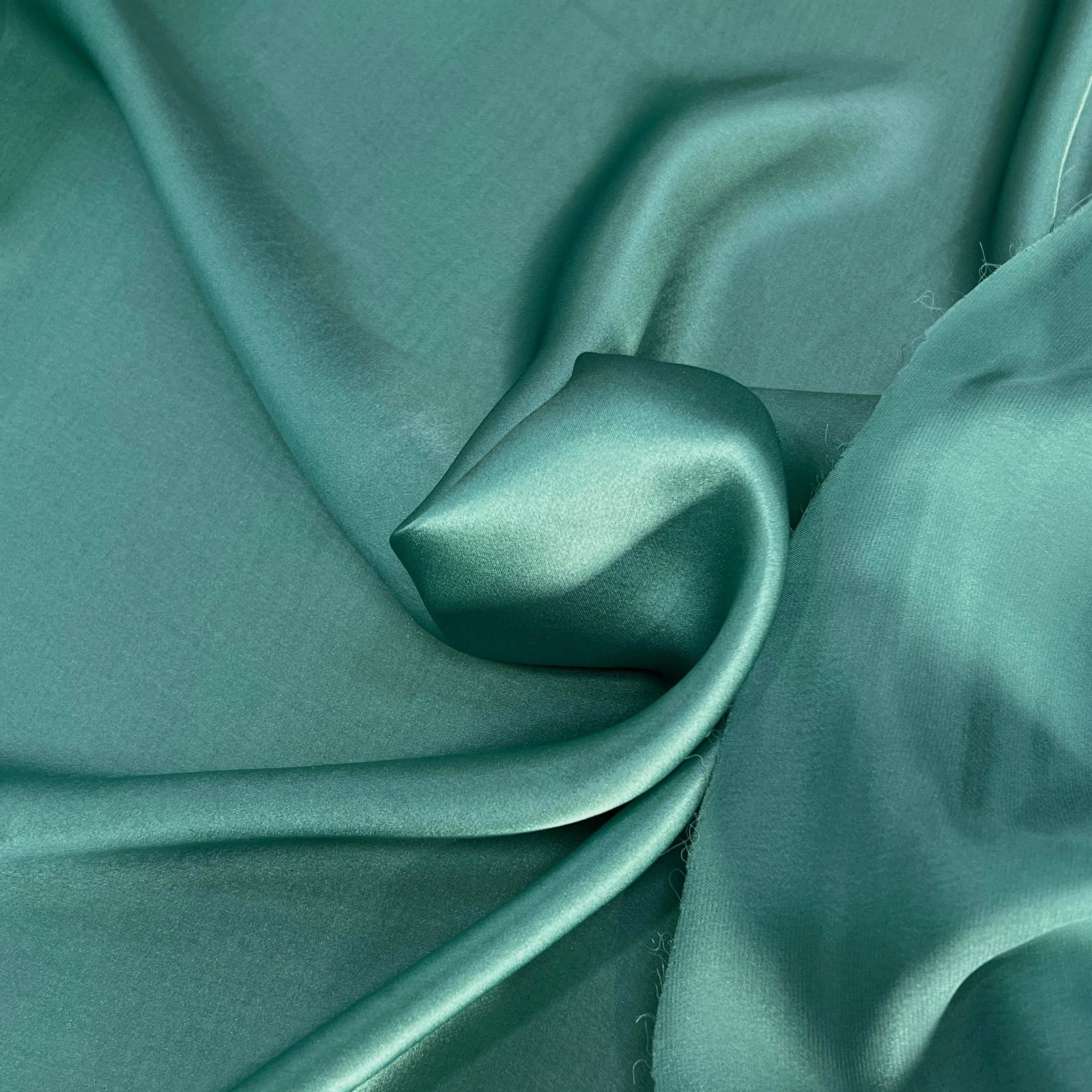 SATIN DE SOIE FLUIDE 100% SOIE VERT VENITIAN GREEN - My Little Coupon