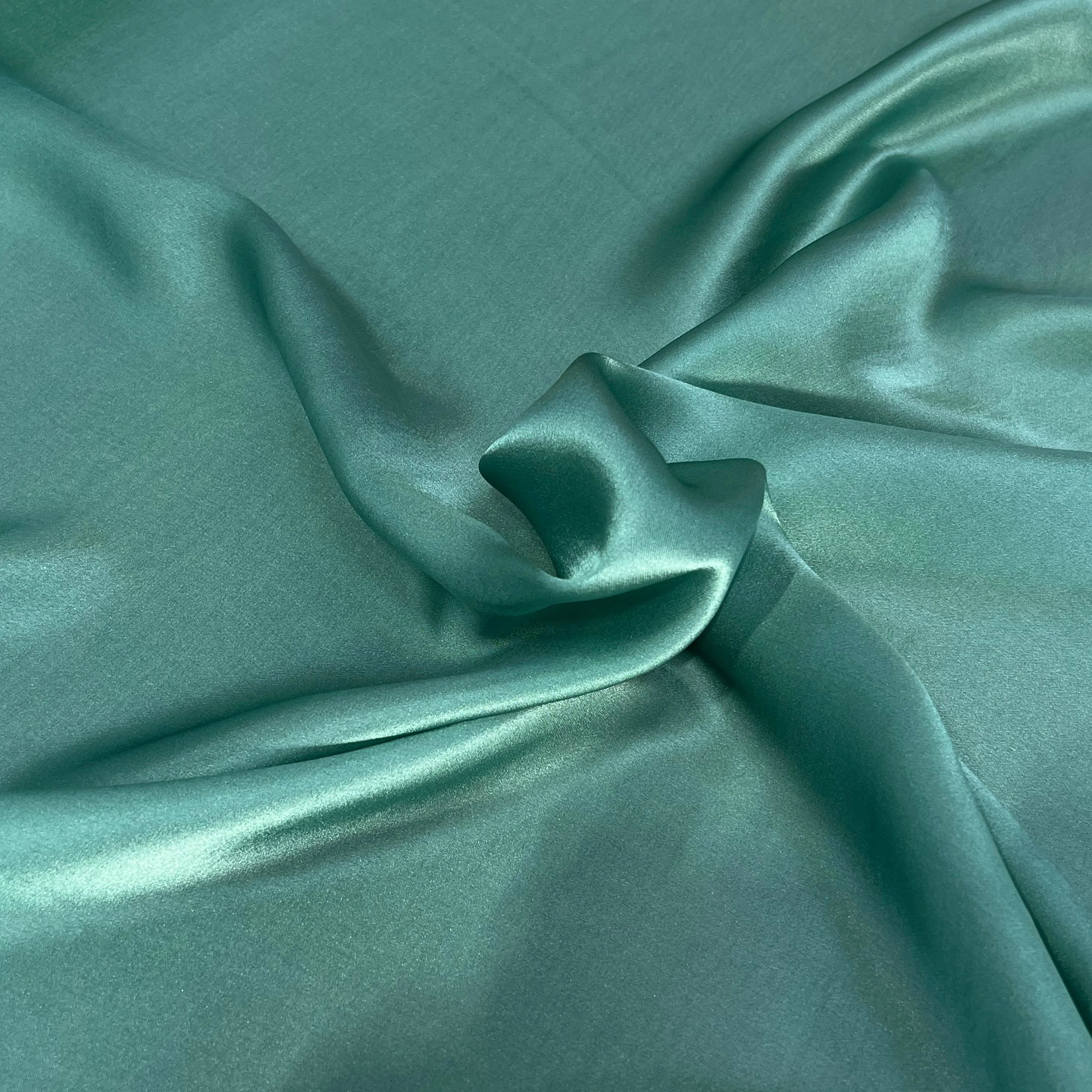 SATIN DE SOIE FLUIDE 100% SOIE VERT VENITIAN GREEN - My Little Coupon