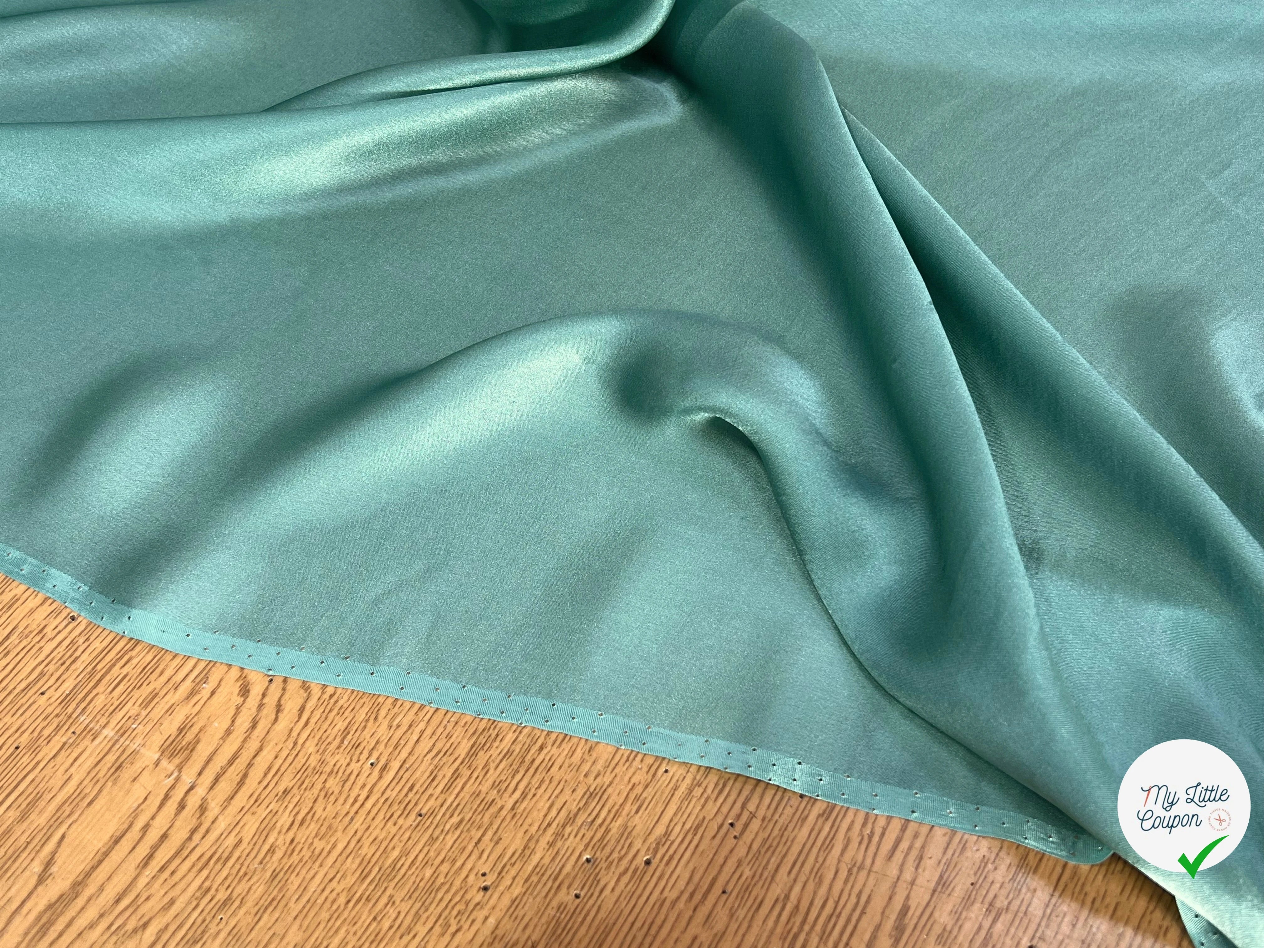 SATIN DE SOIE FLUIDE 100% SOIE VERT VENITIAN GREEN - My Little Coupon