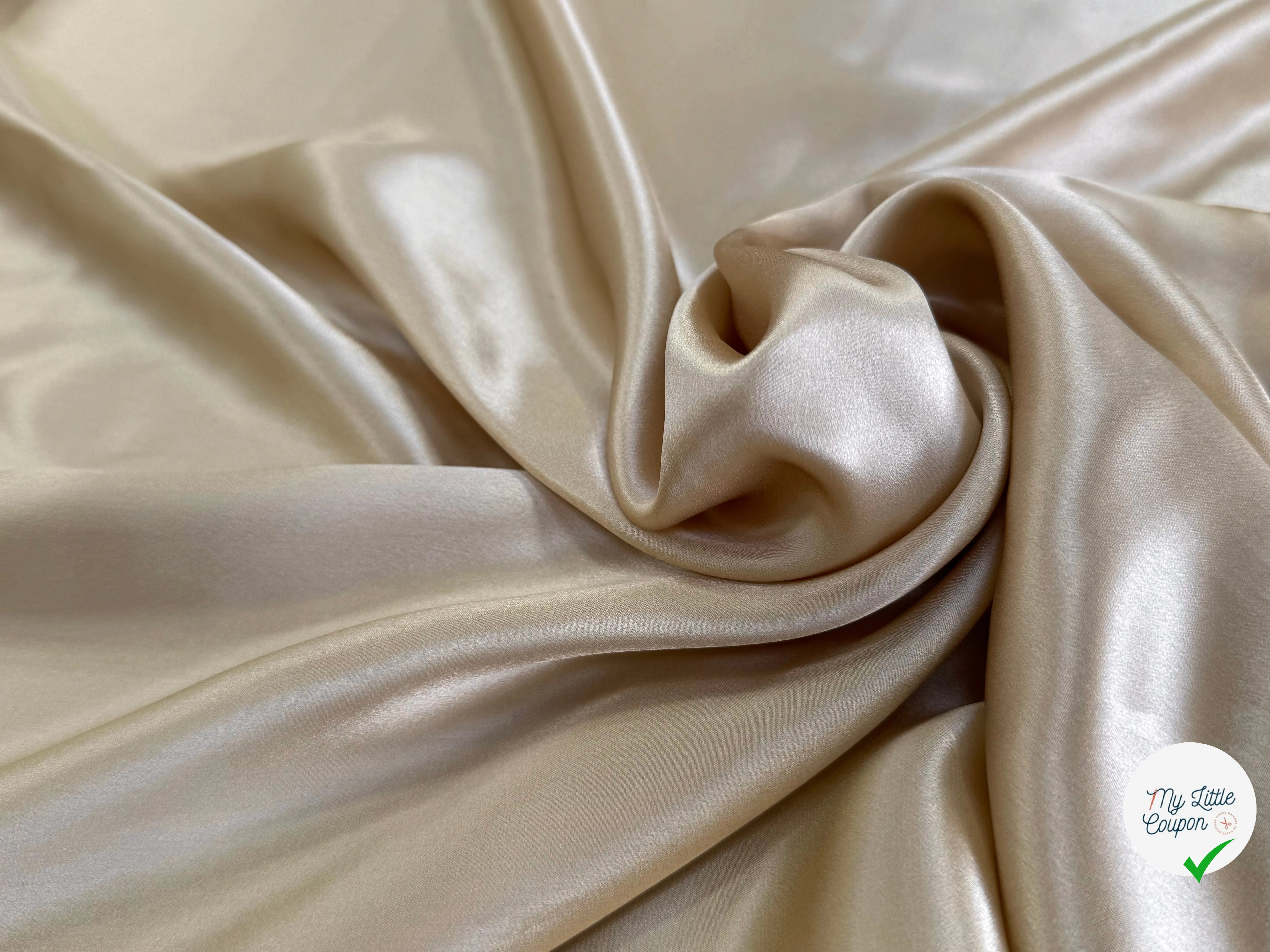 SATIN DE SOIE FLUIDE 110 DE LAIZE BEIGE CHIC - My Little Coupon