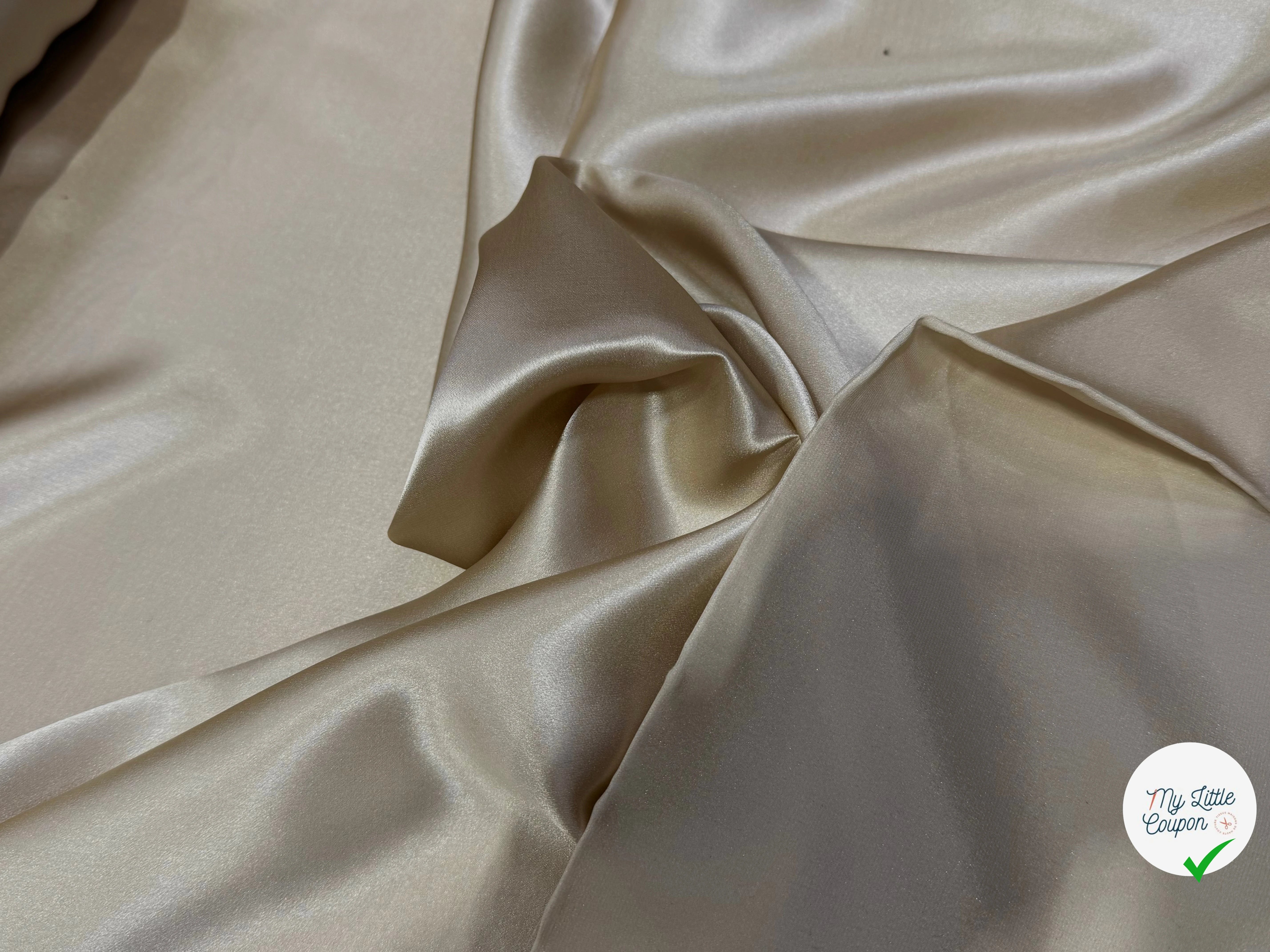 SATIN DE SOIE FLUIDE BEIGE OR 110CM - My Little Coupon