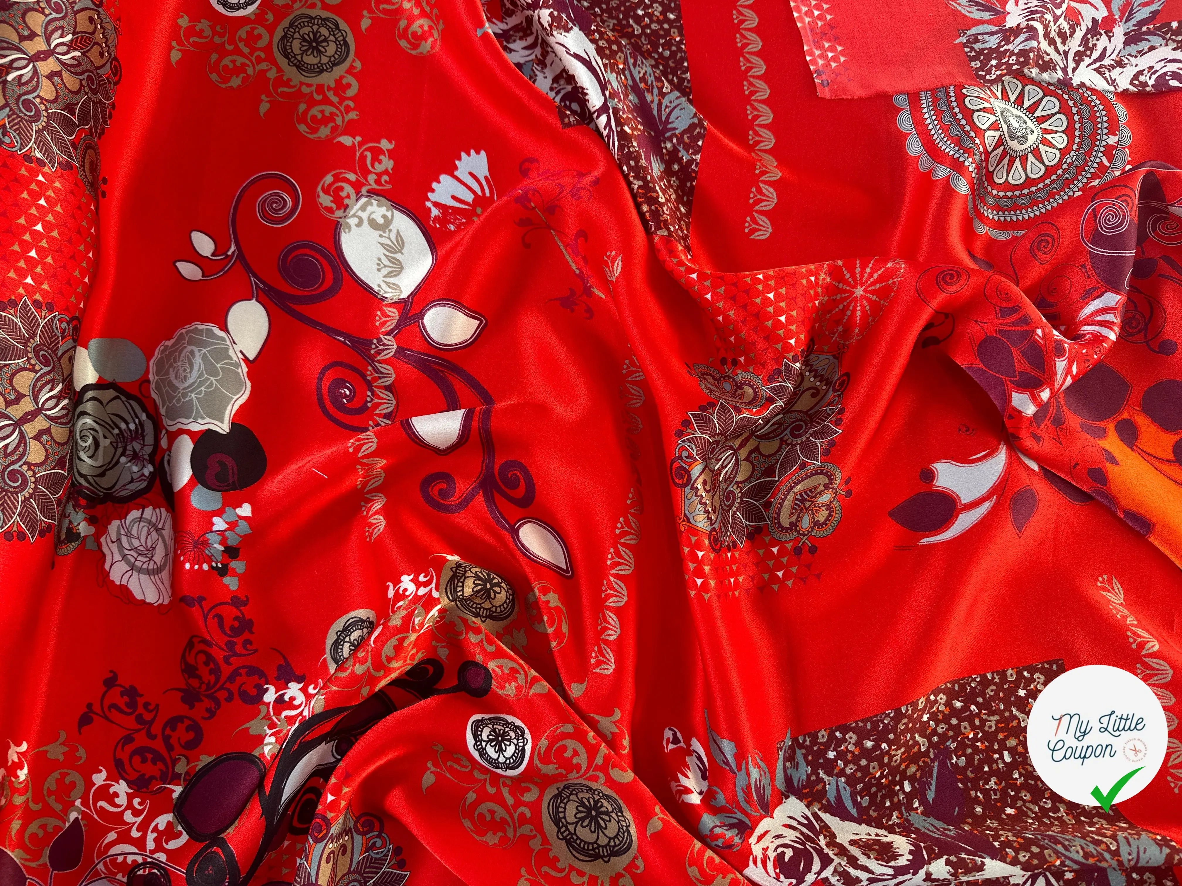 SATIN DE SOIE MOMAMAN ROUGE LÉGÈREMENT ORANGÉ - My Little Coupon