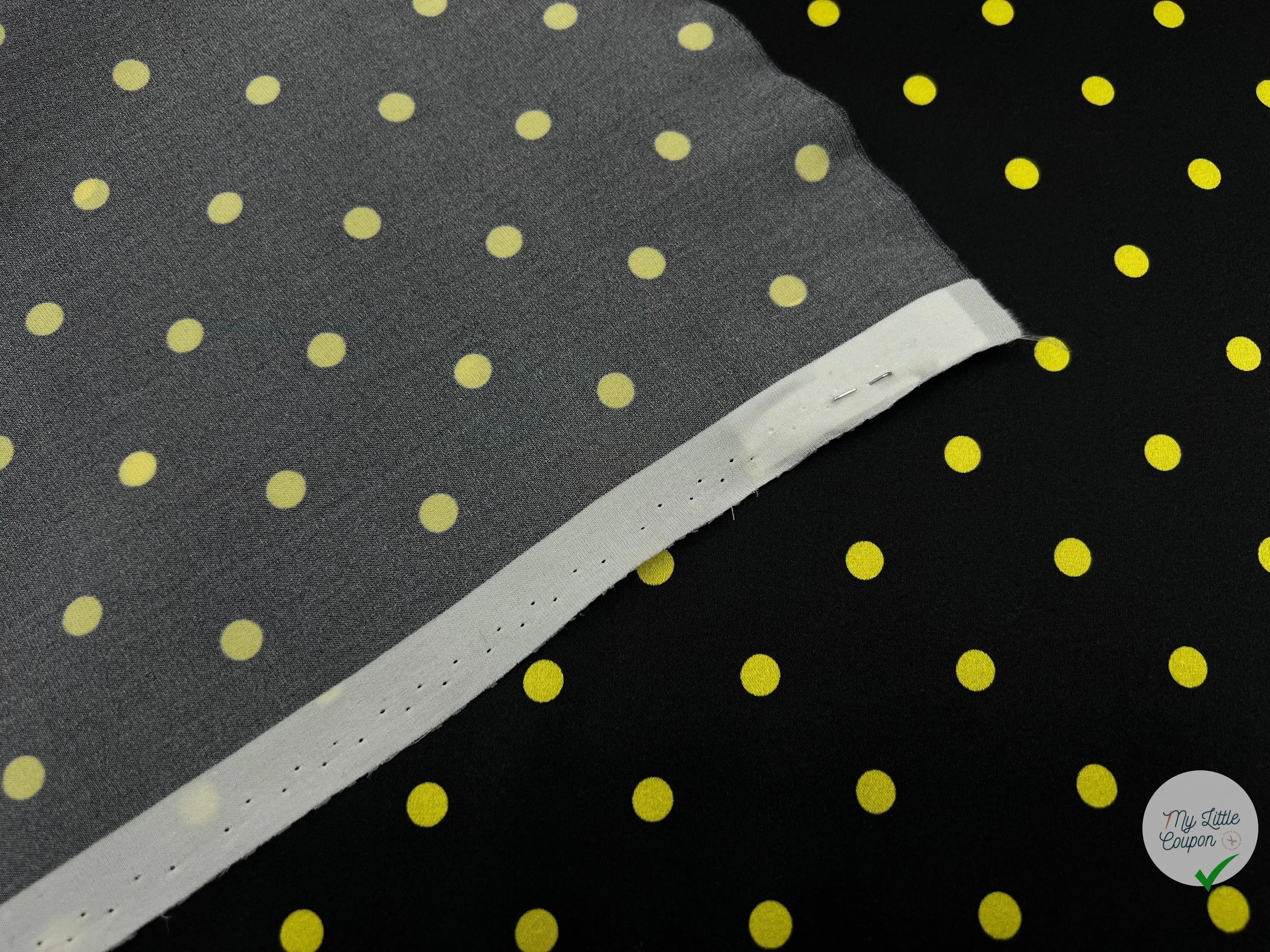 SATIN DE SOIE PETITS POIS JAUNES CITRON DE SICILE - My Little Coupon - tissu - coudre