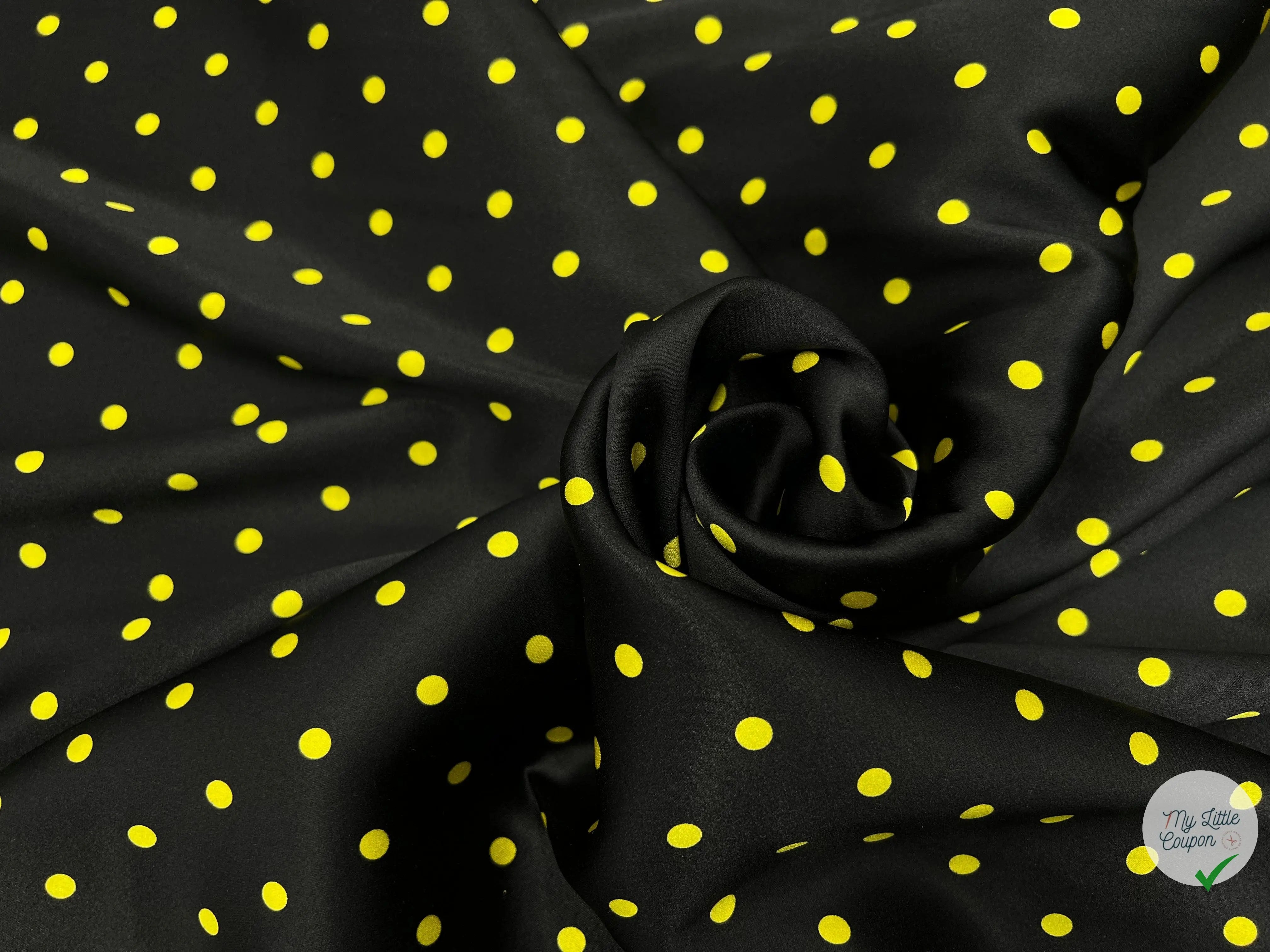 SATIN DE SOIE PETITS POIS JAUNES CITRON DE SICILE - My Little Coupon - tissu - coudre