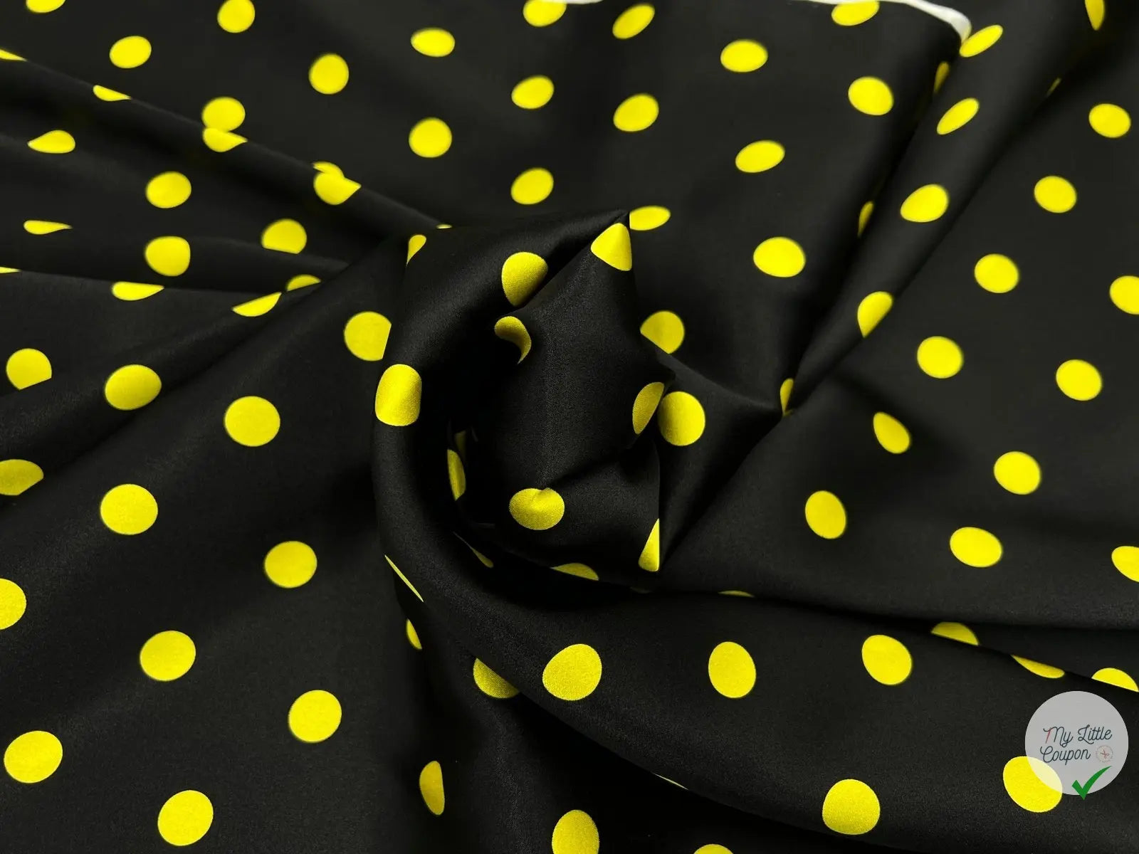 SATIN DE SOIE POIS JAUNES CITRON DE MENTON - coupon de tissu de 3 mètres - My Little Coupon - tissu - coudre