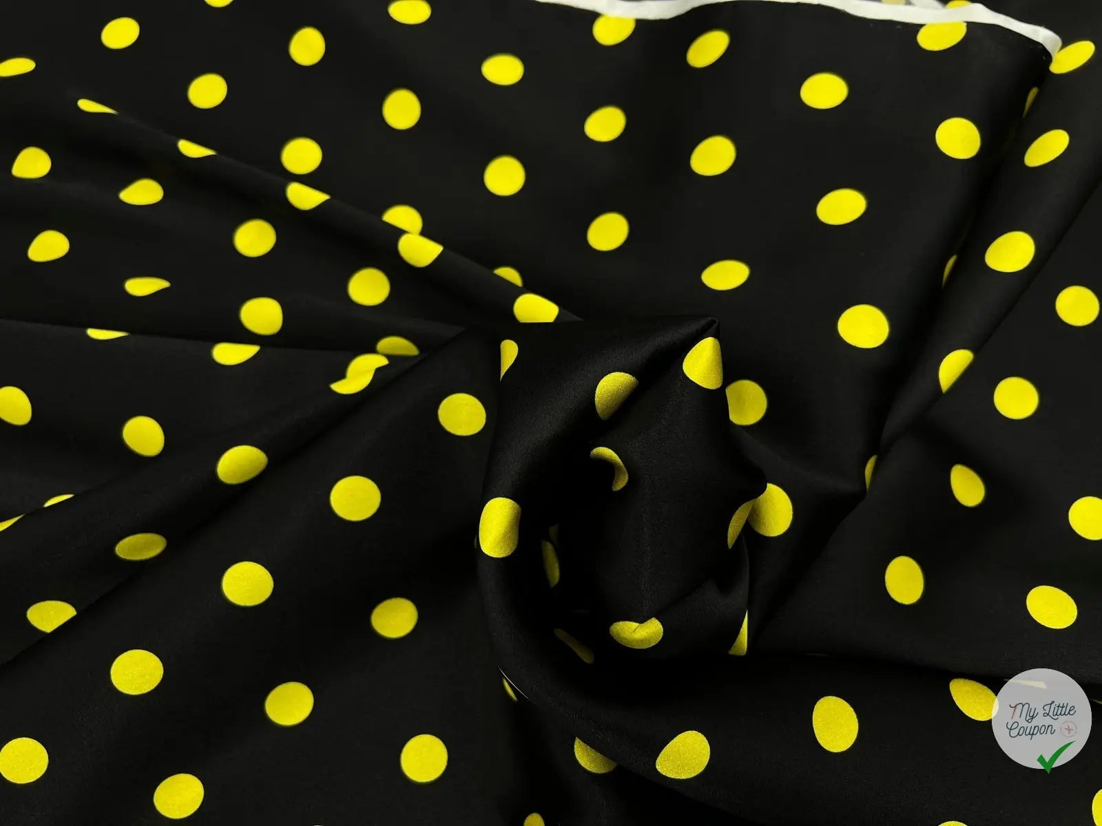 SATIN DE SOIE POIS JAUNES CITRON DE MENTON - coupon de tissu de 3 mètres - My Little Coupon - tissu - coudre