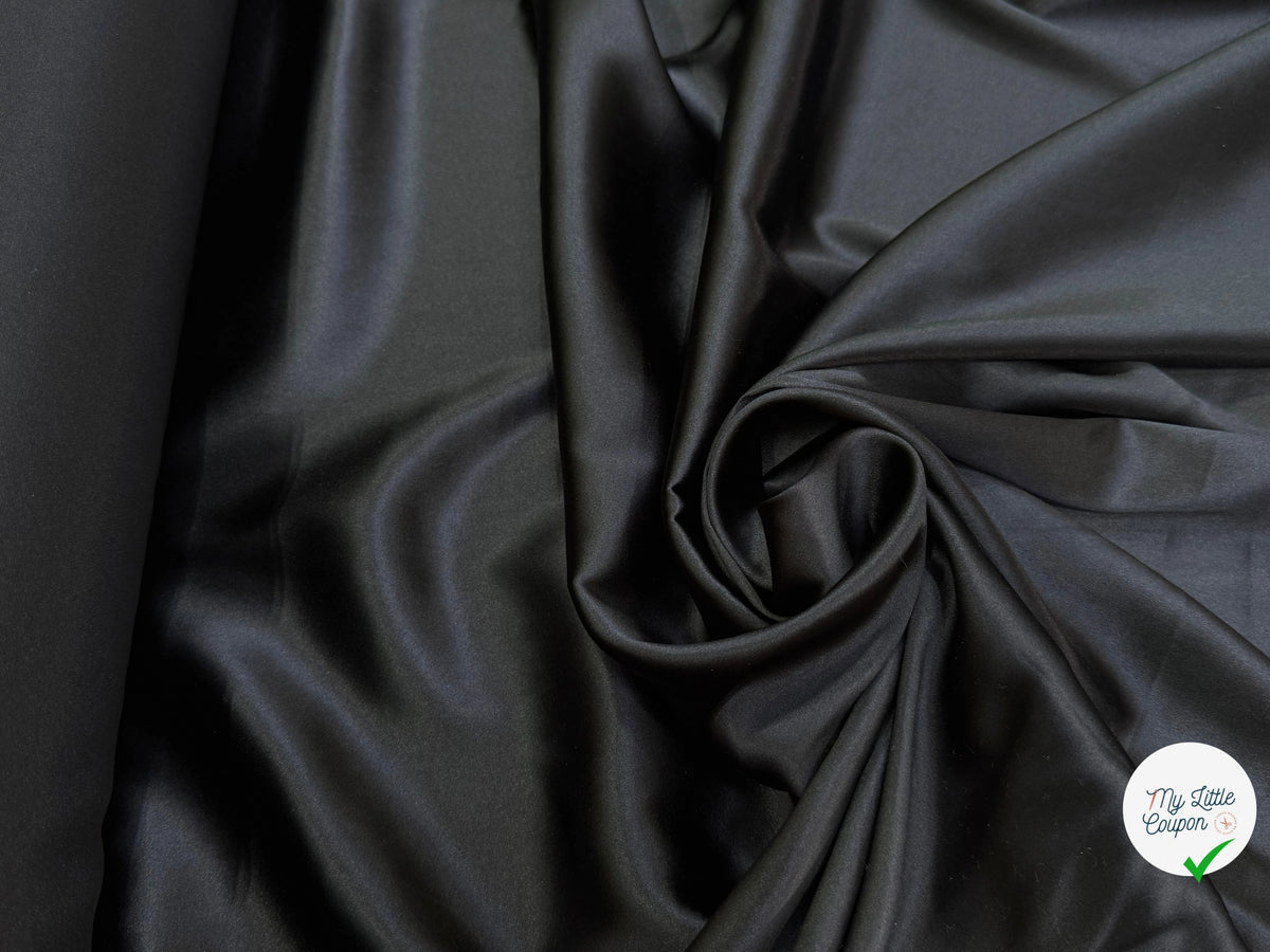 SATIN DE SOIE STRETCH FLUIDE NOIR PREMIUM - My Little Coupon