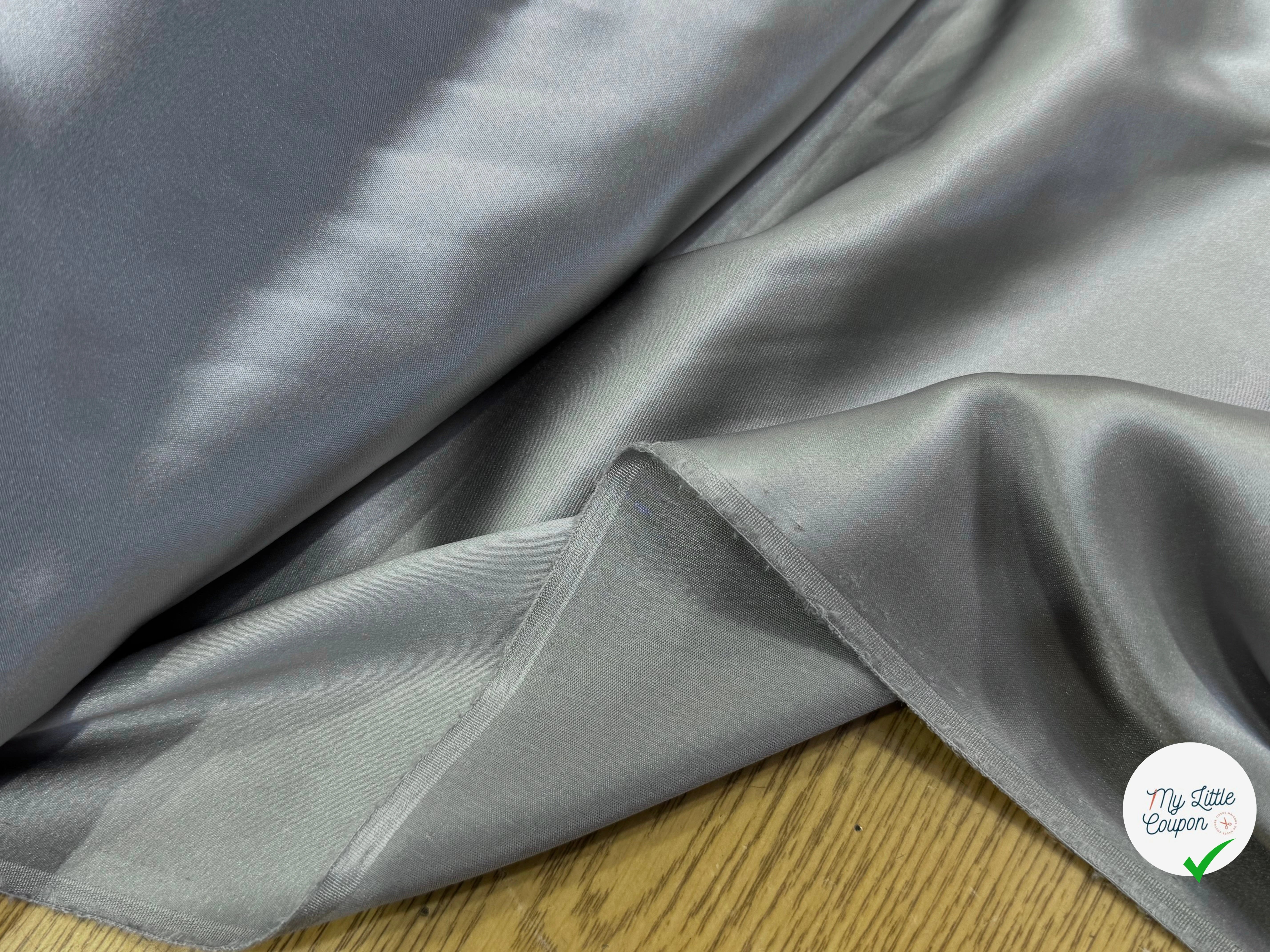 SATIN DE SOIE STRETCH GRIS ACIER FLUIDE 100 DE LAIZE - My Little Coupon