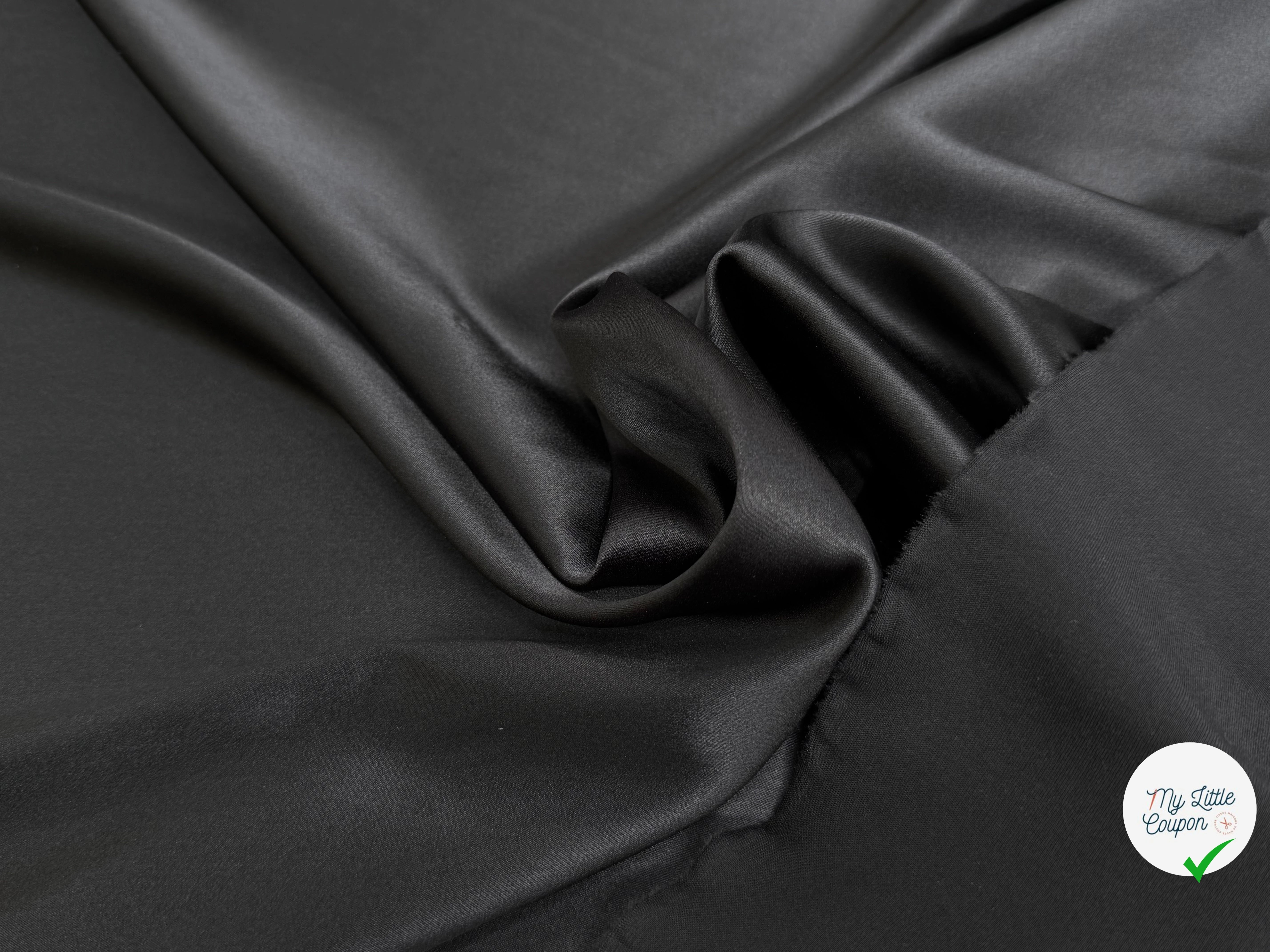 SATIN DE SOIE ULTRA STRETCH LAIZE 100 NOIR ET 96% SOIE - My Little Coupon