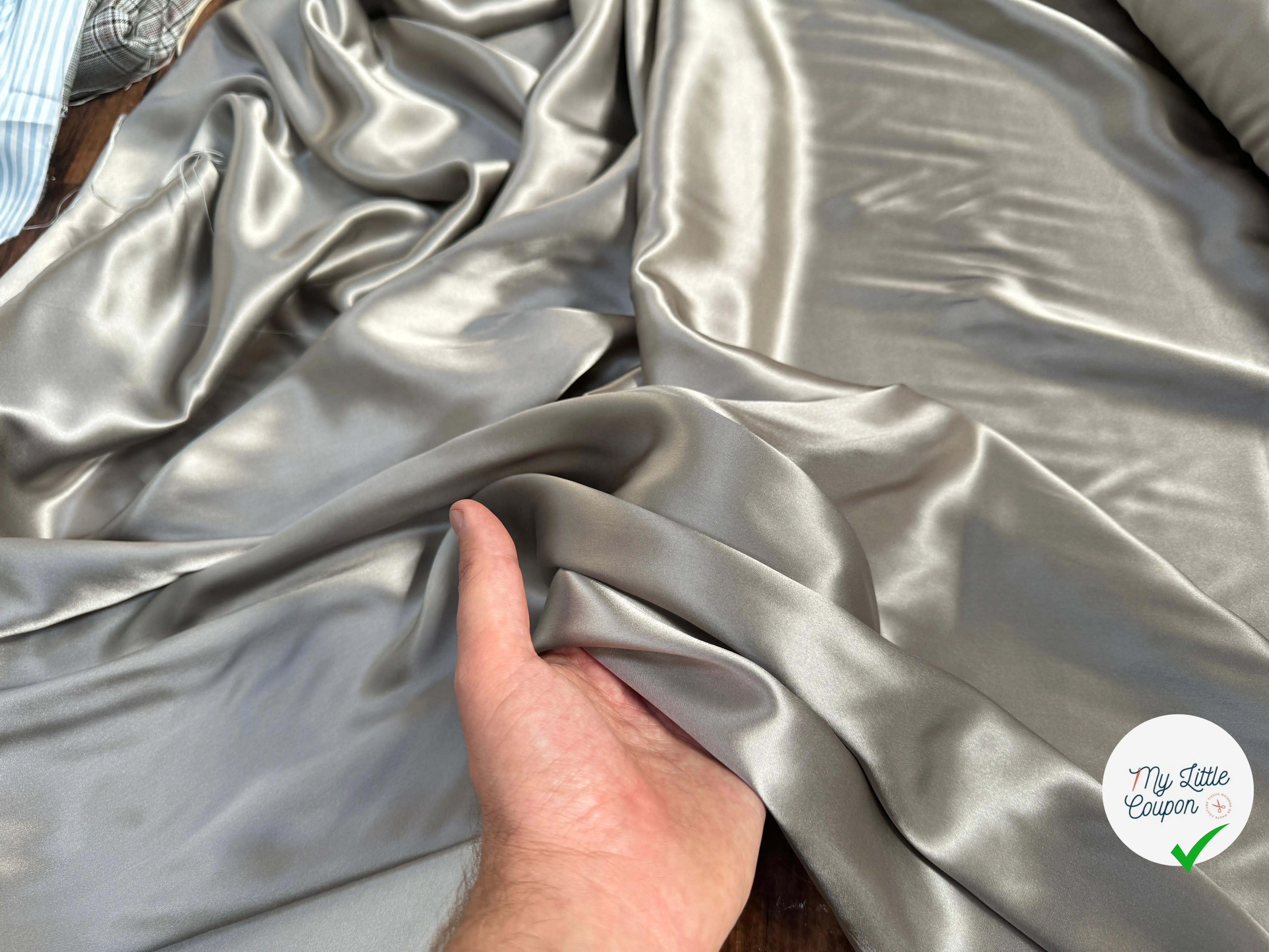 SATIN DE SOIE UNI BEIGE PABLO - My Little Coupon