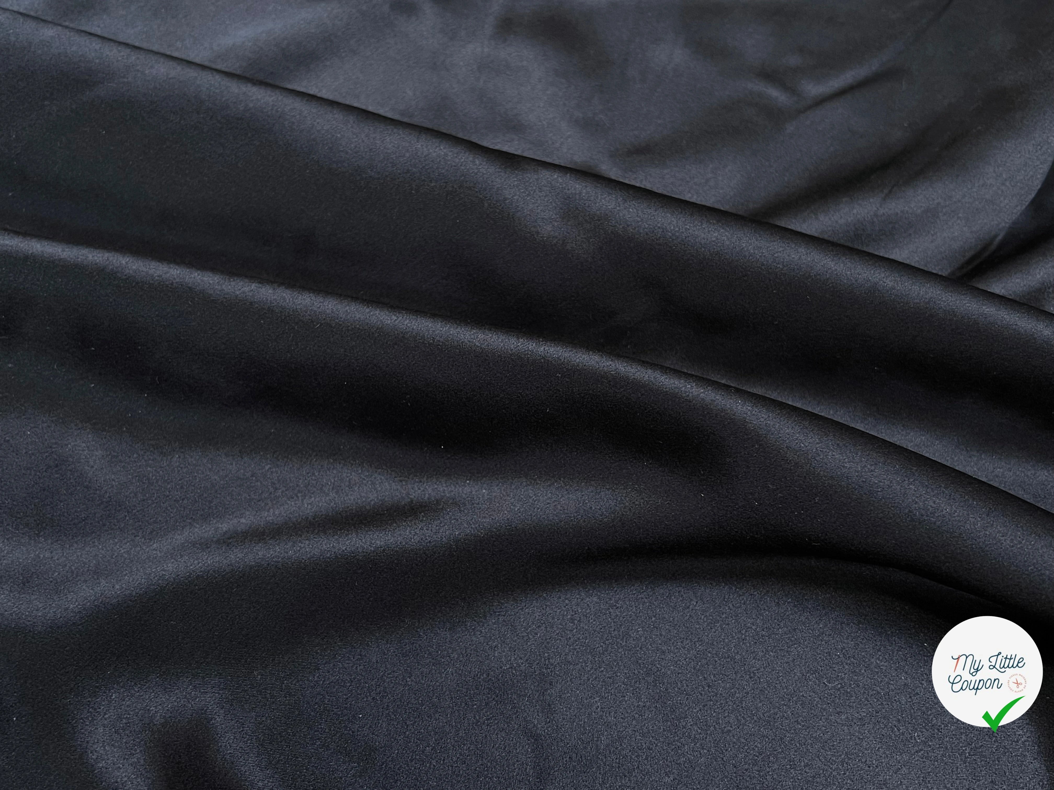 SATIN DE SOIE UNI NOIR SAIVANA 100% SOIE FLUIDE - My Little Coupon