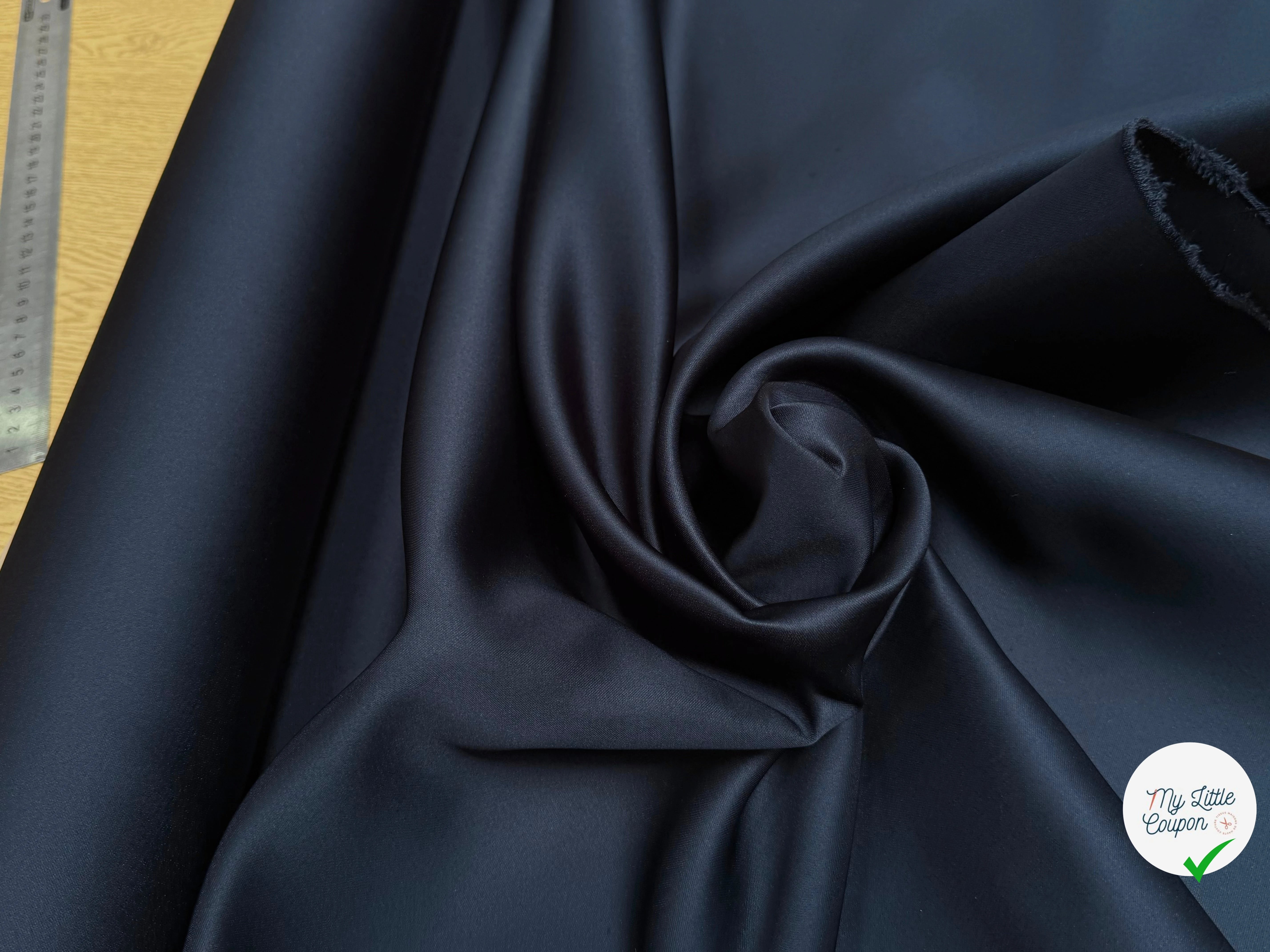SATIN DOUBLE ÉTOFFE LOURD BLEU NUIT - My Little Coupon