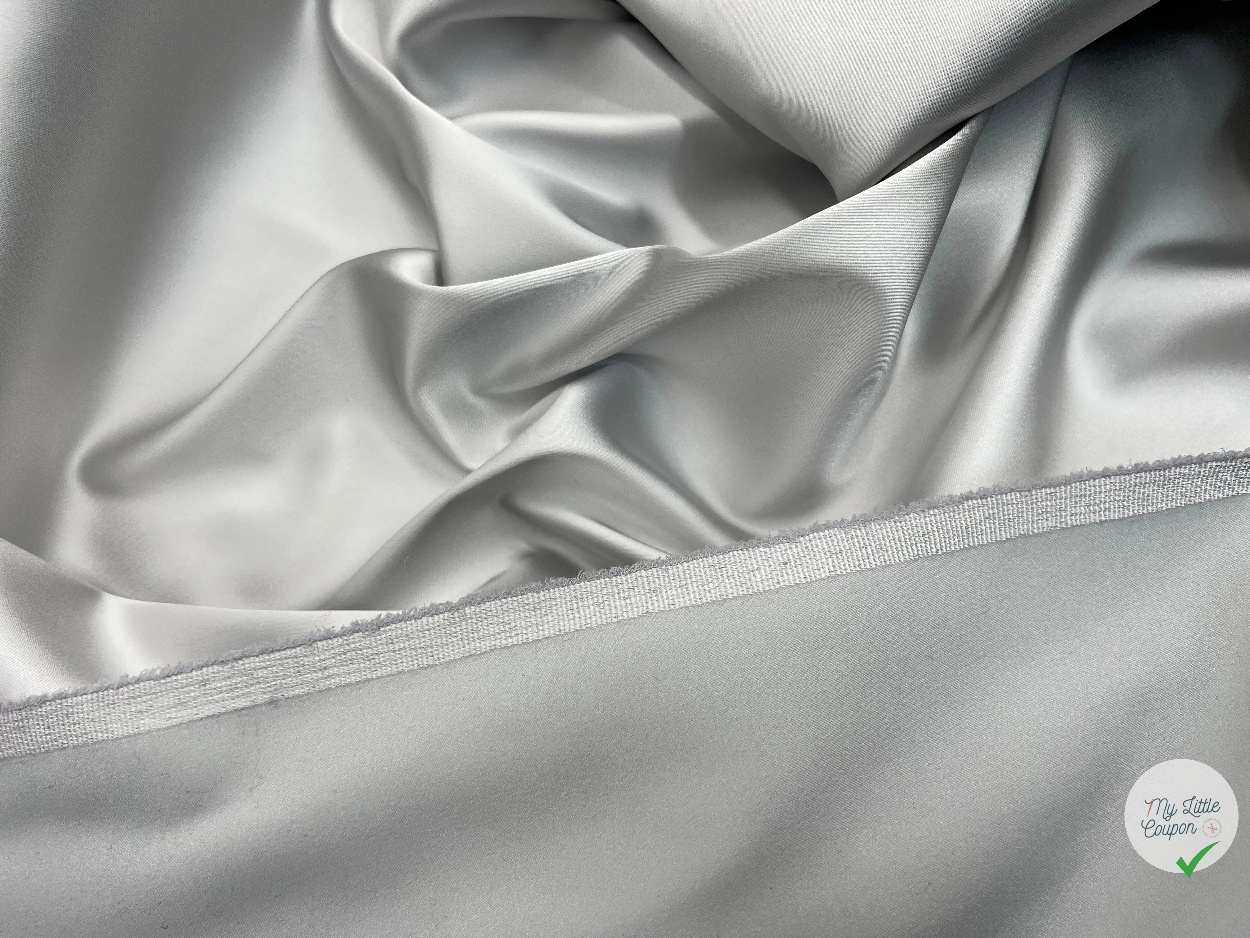 SATIN DUCHESSE EXTENSIBLE GRIS METAL laize de 135cm - coupon de tissu de 3 mètres - My Little Coupon - tissu - coudre