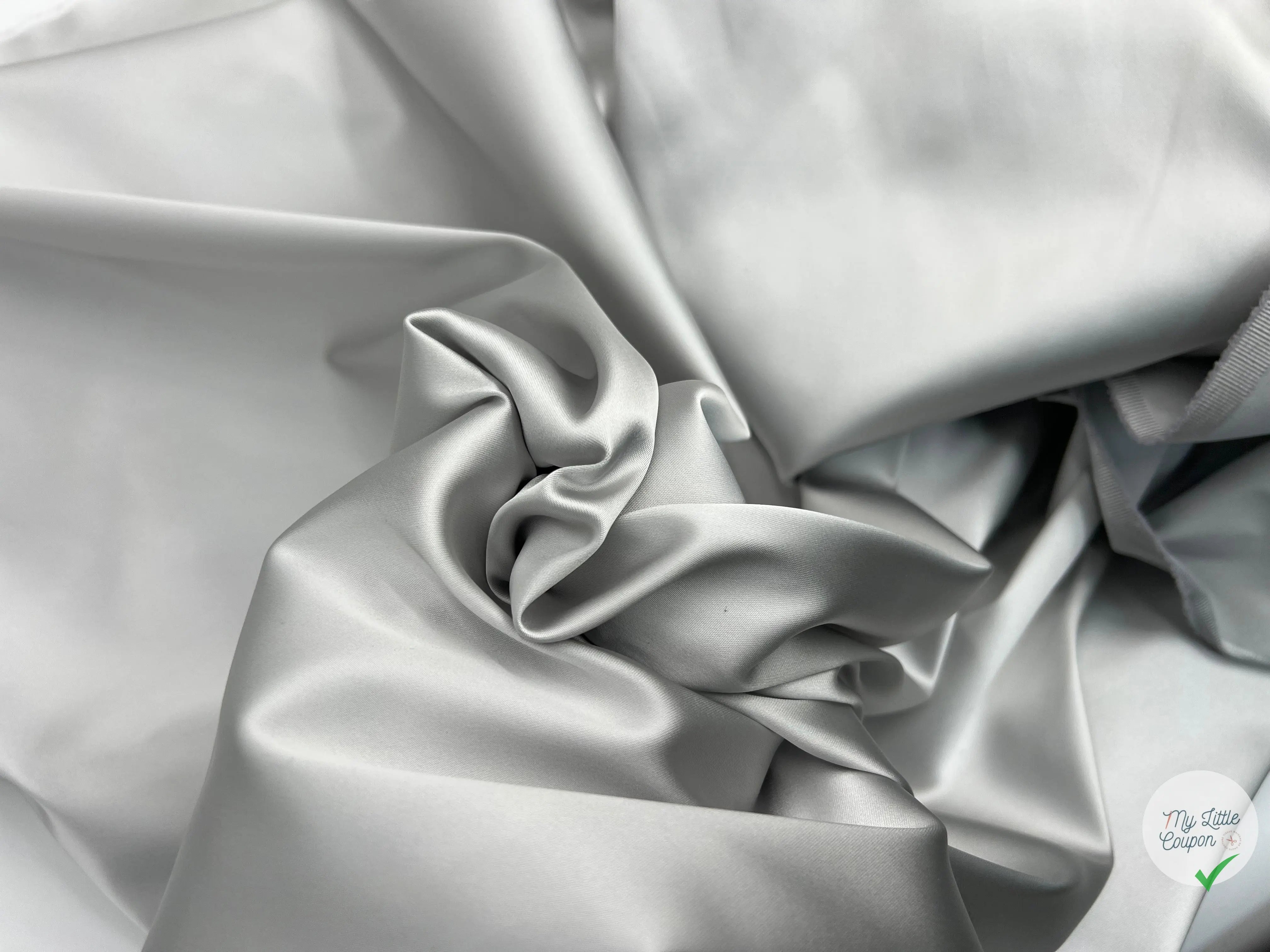 SATIN DUCHESSE EXTENSIBLE GRIS METAL laize de 135cm - coupon de tissu de 3 mètres - My Little Coupon - tissu - coudre