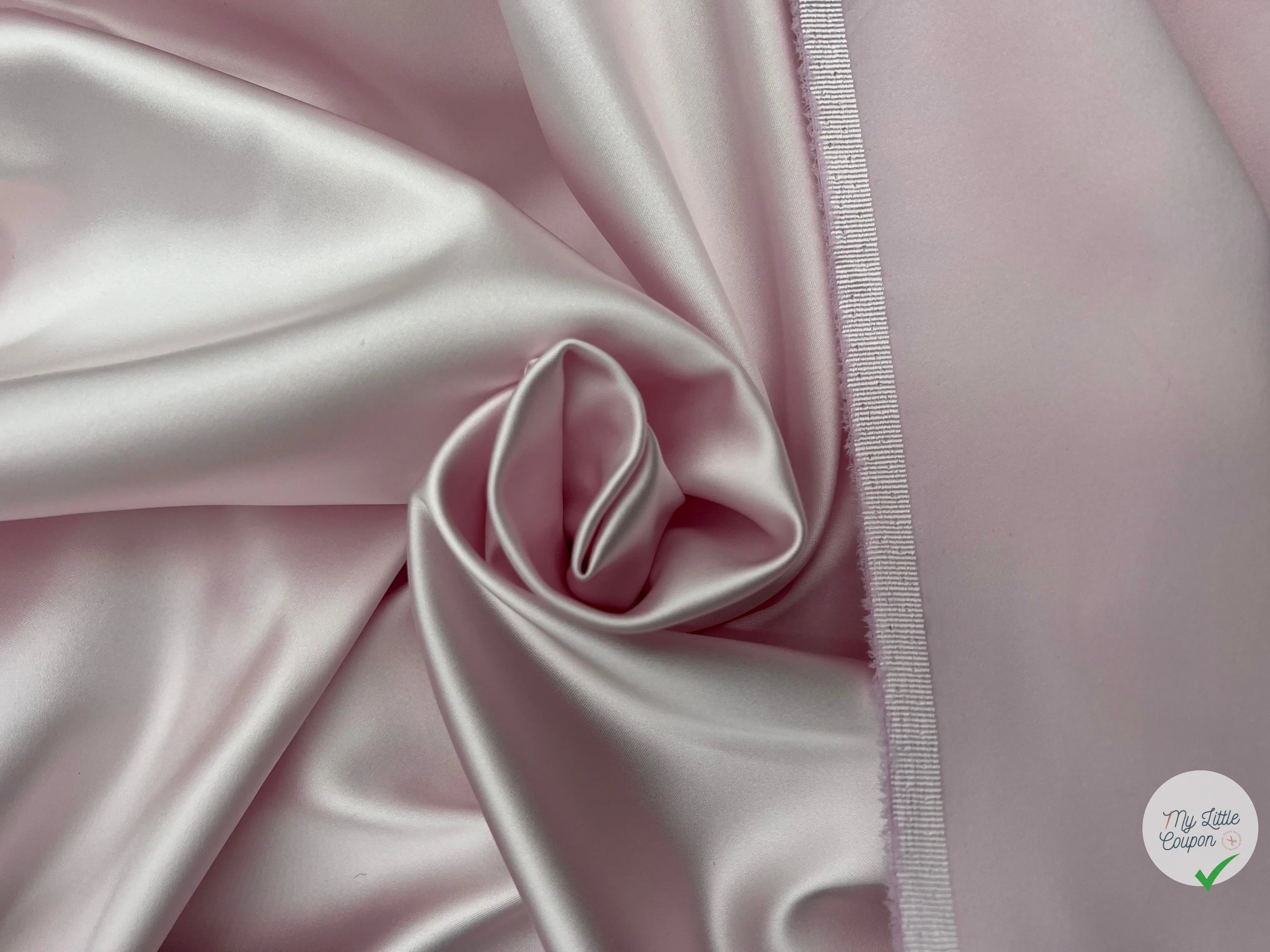 SATIN DUCHESSE EXTENSIBLE ROSE JOLI PÂLE - My Little Coupon - tissu - coudre