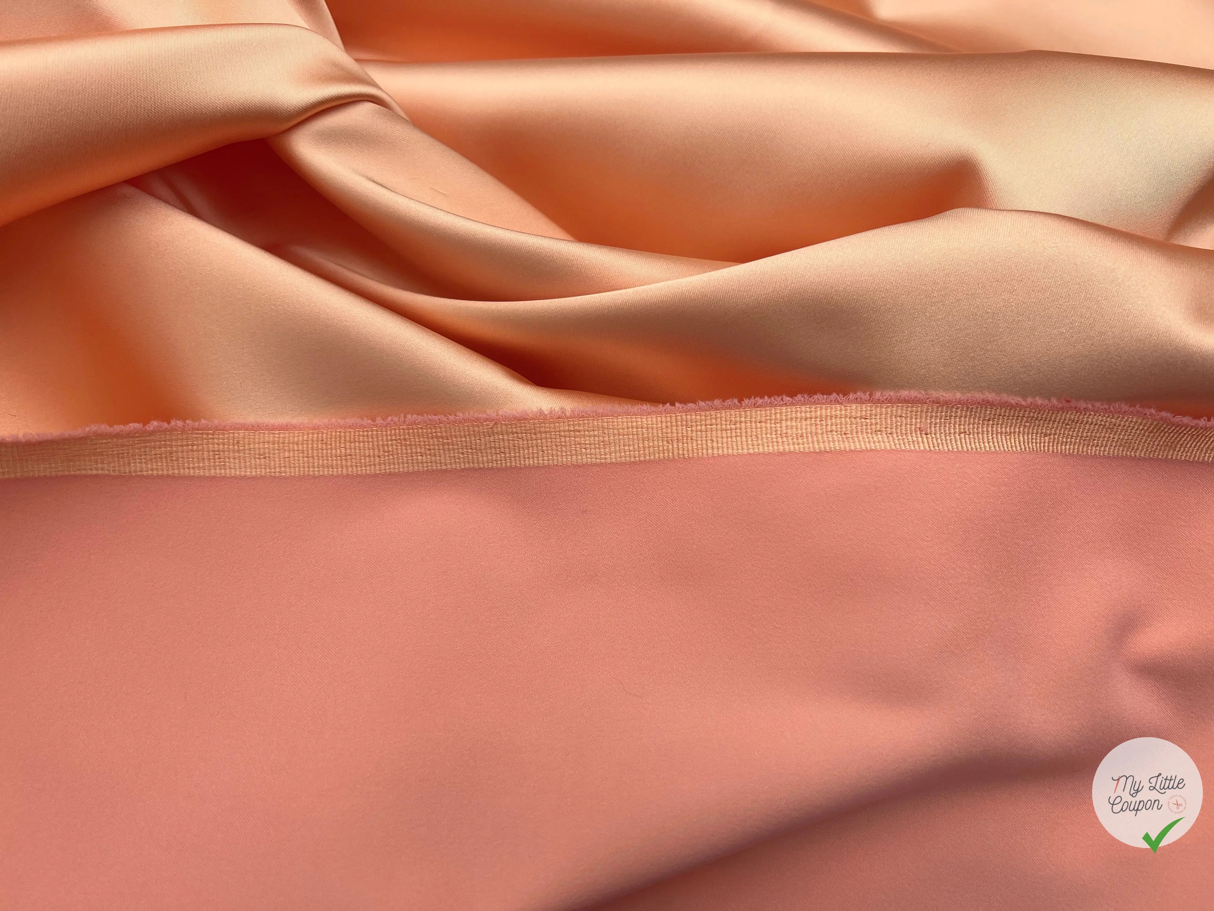 SATIN DUCHESSE EXTENSIBLE ROSE PÊCHE laize de 135cm - coupon de tissu de 3 mètres - My Little Coupon - tissu - coudre