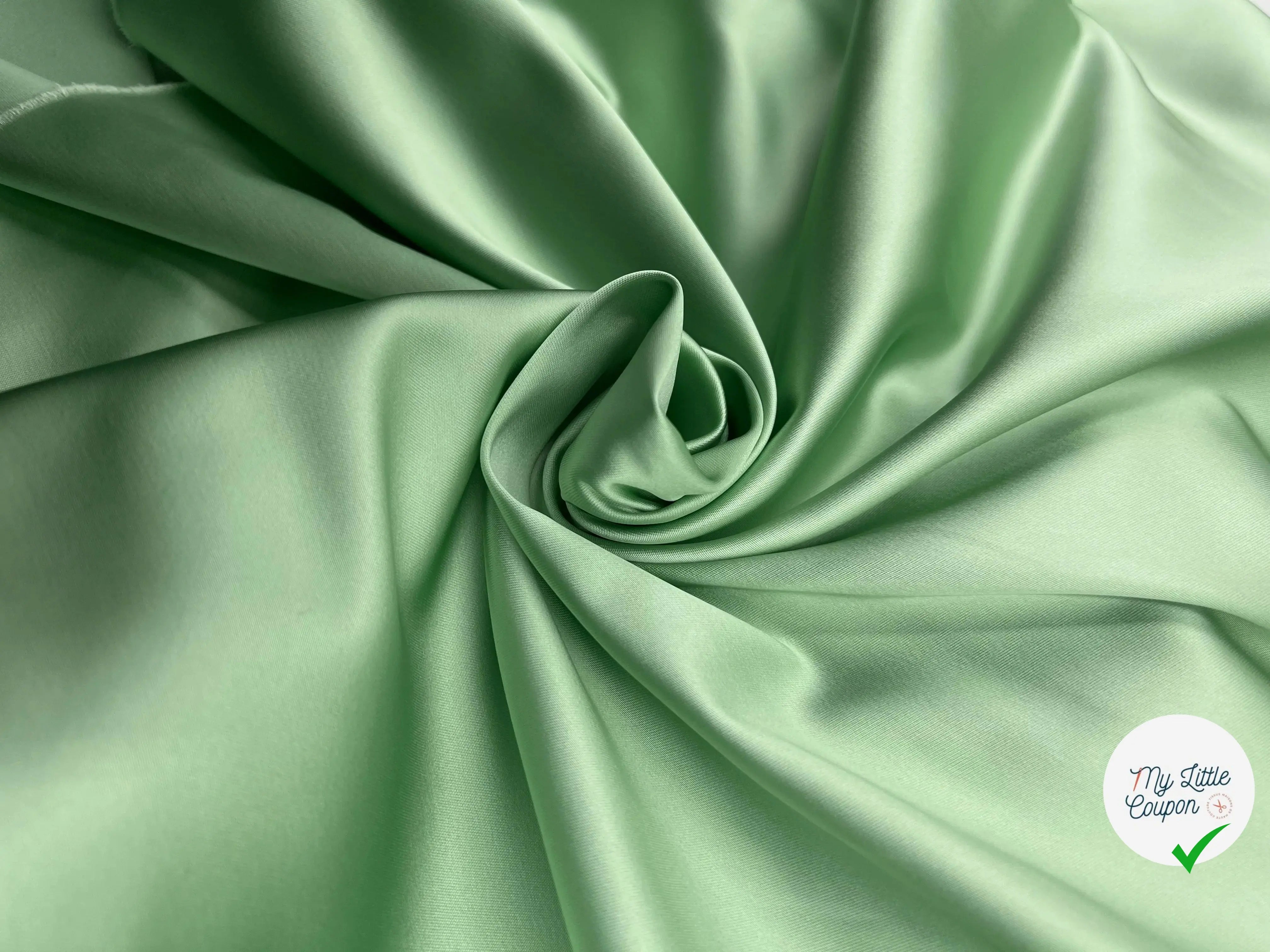 SATIN DUCHESSE EXTENSIBLE VERT AMANDE - My Little Coupon - tissu - coudre