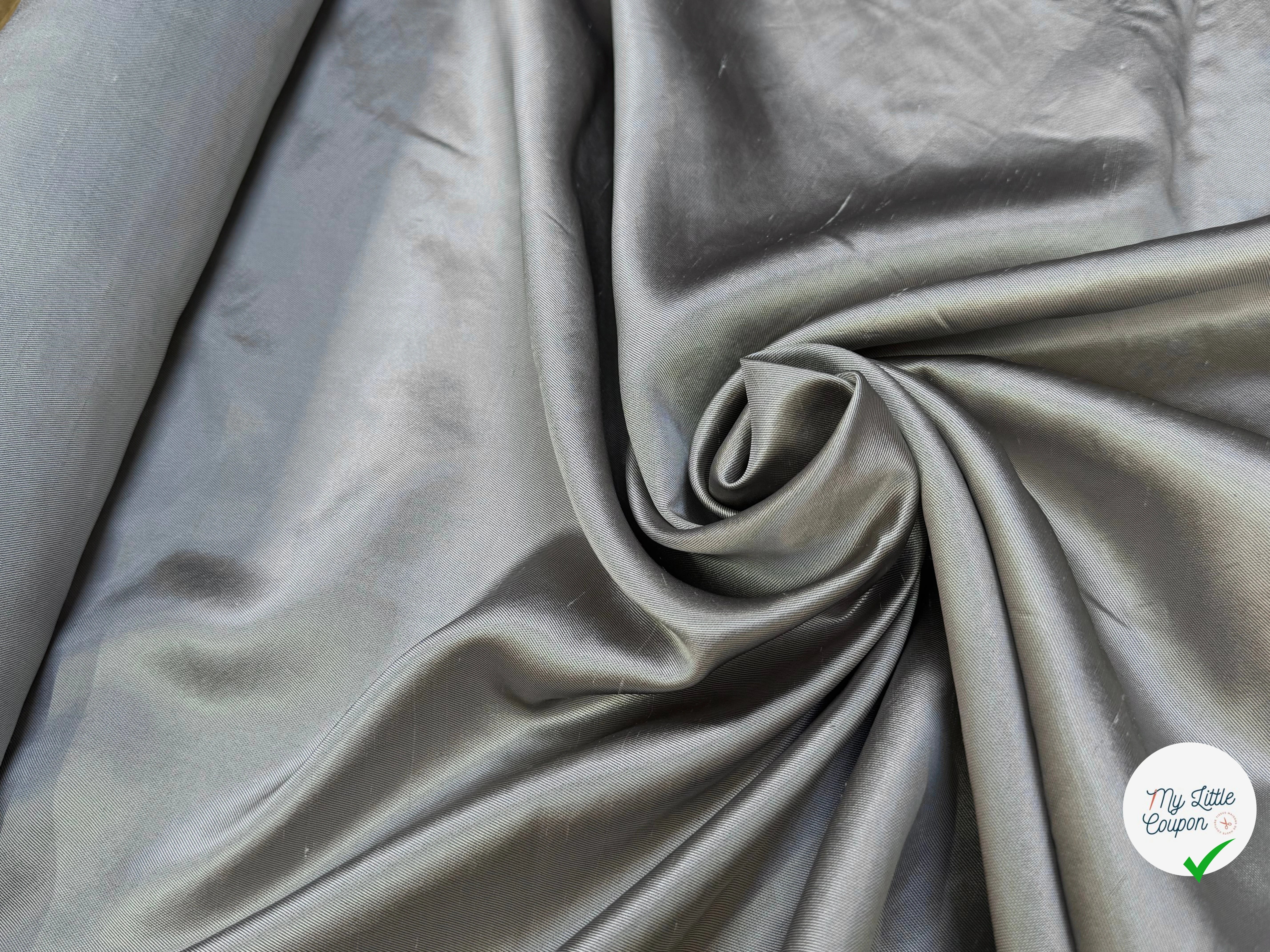 SATIN DUCHESSE TEXTURÉ ARGENTÉ 100% SOIE - My Little Coupon