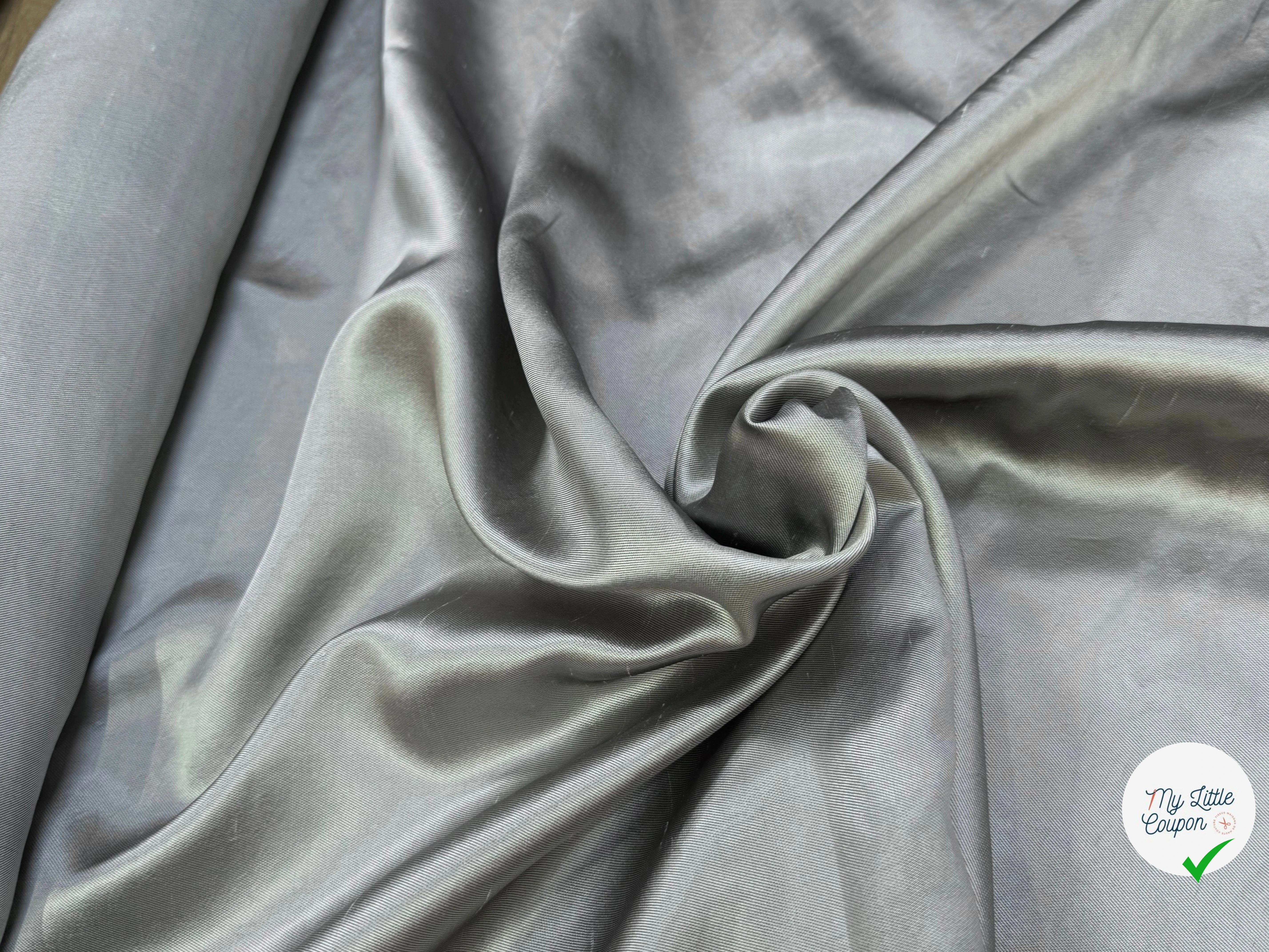 SATIN DUCHESSE TEXTURÉ ARGENTÉ 100% SOIE - My Little Coupon
