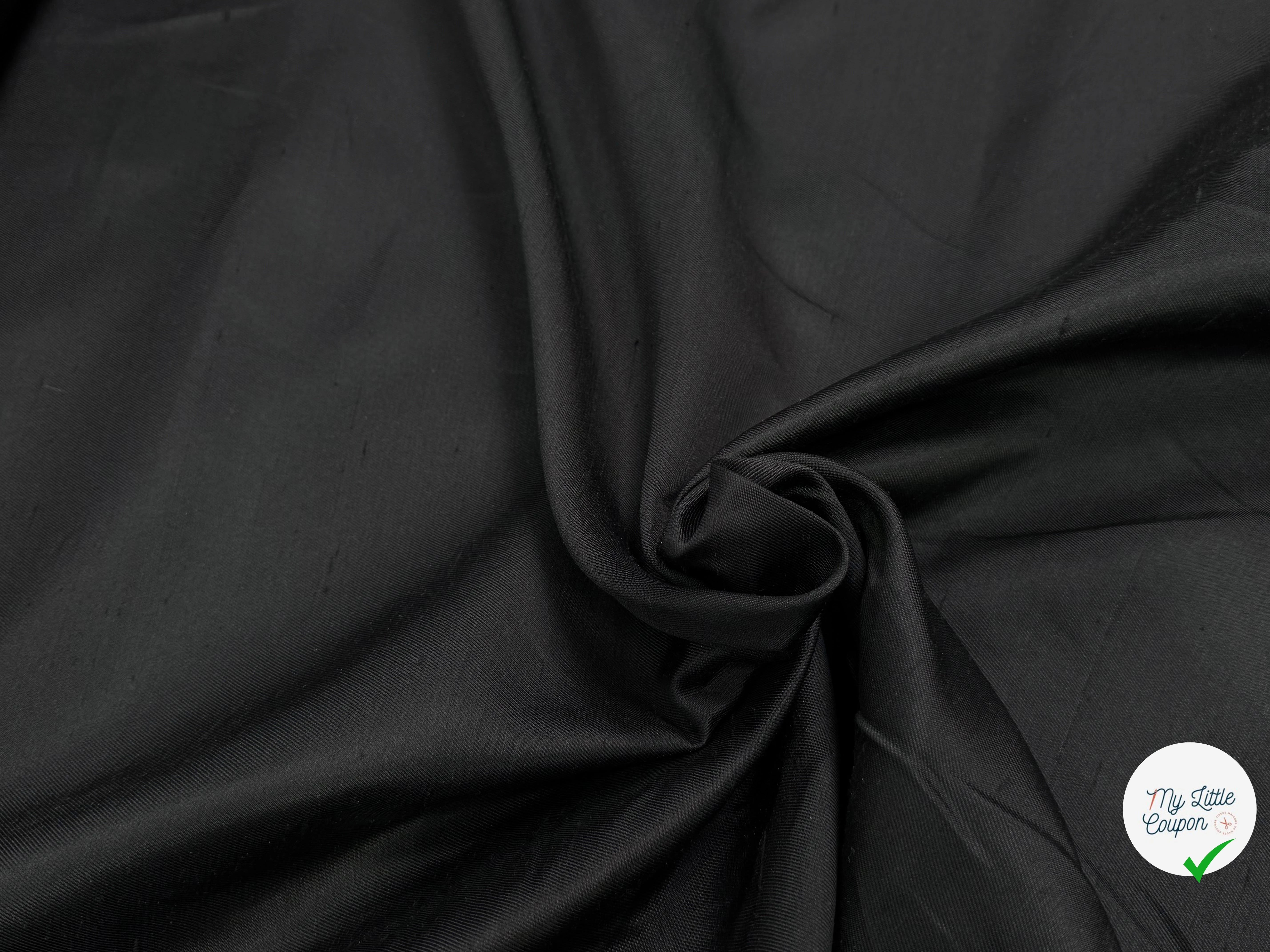 SATIN DUCHESSE TEXTURÉ NOIR 100% SOIE - My Little Coupon