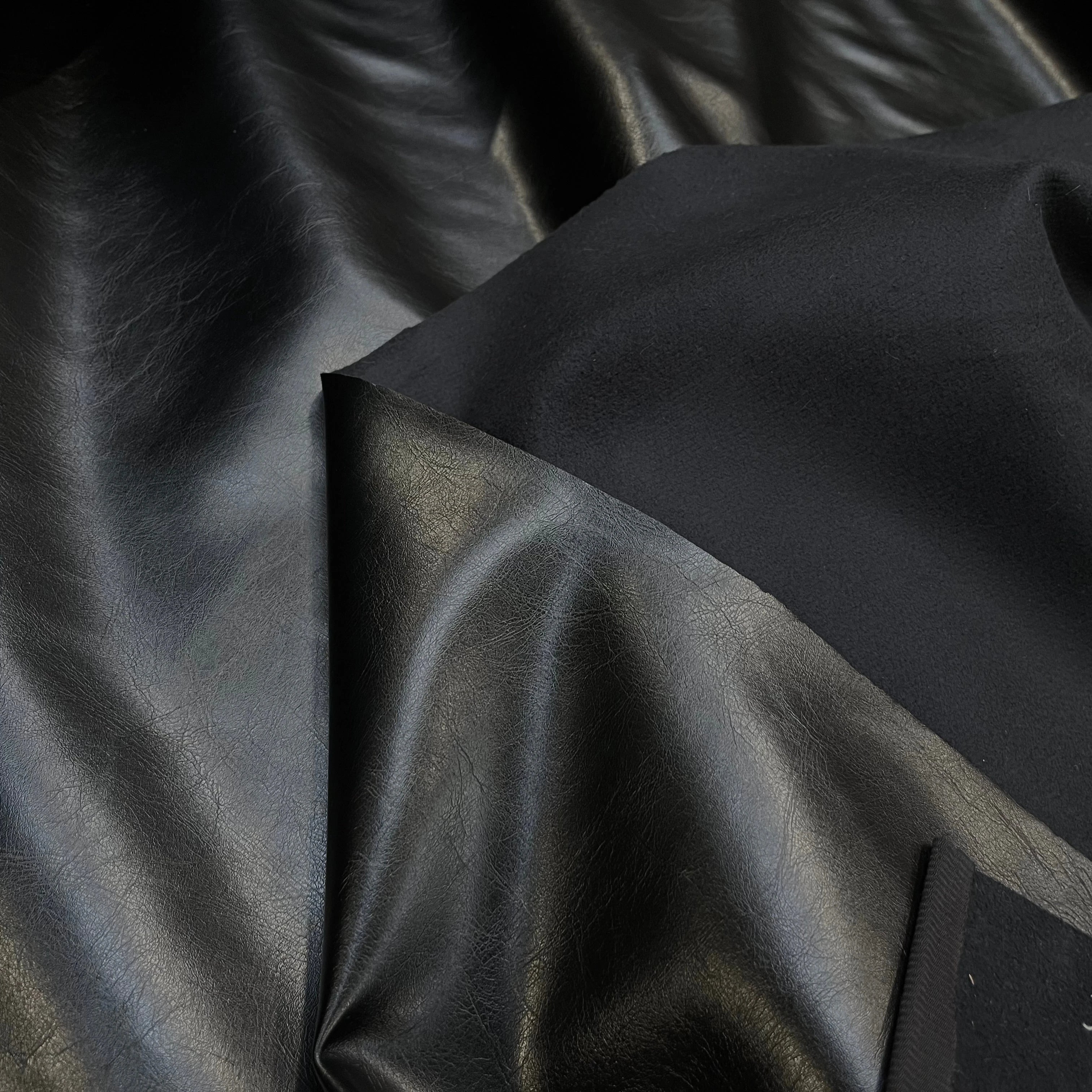 SATIN FAUX CUIR NOIR ENVERS TOUT DOUX NOIR - My Little Coupon