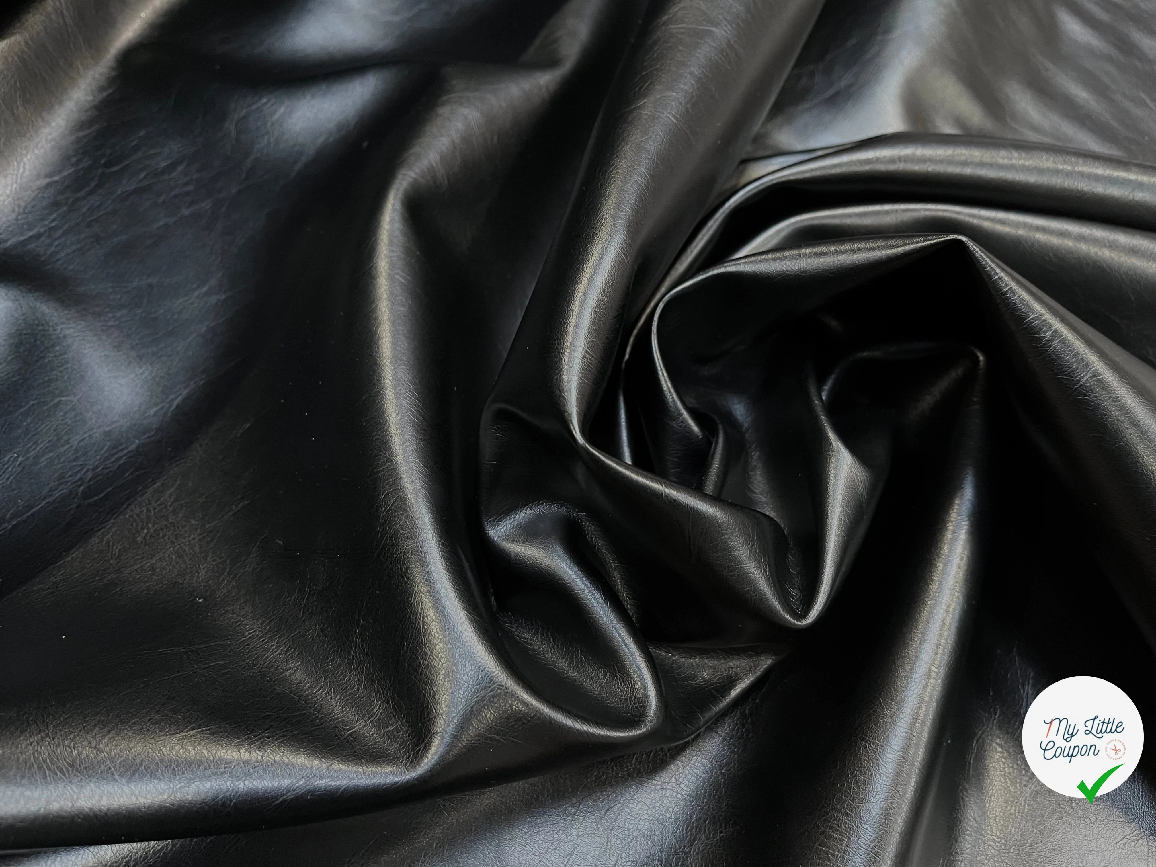 SATIN FAUX CUIR NOIR ENVERS TOUT DOUX NOIR - My Little Coupon
