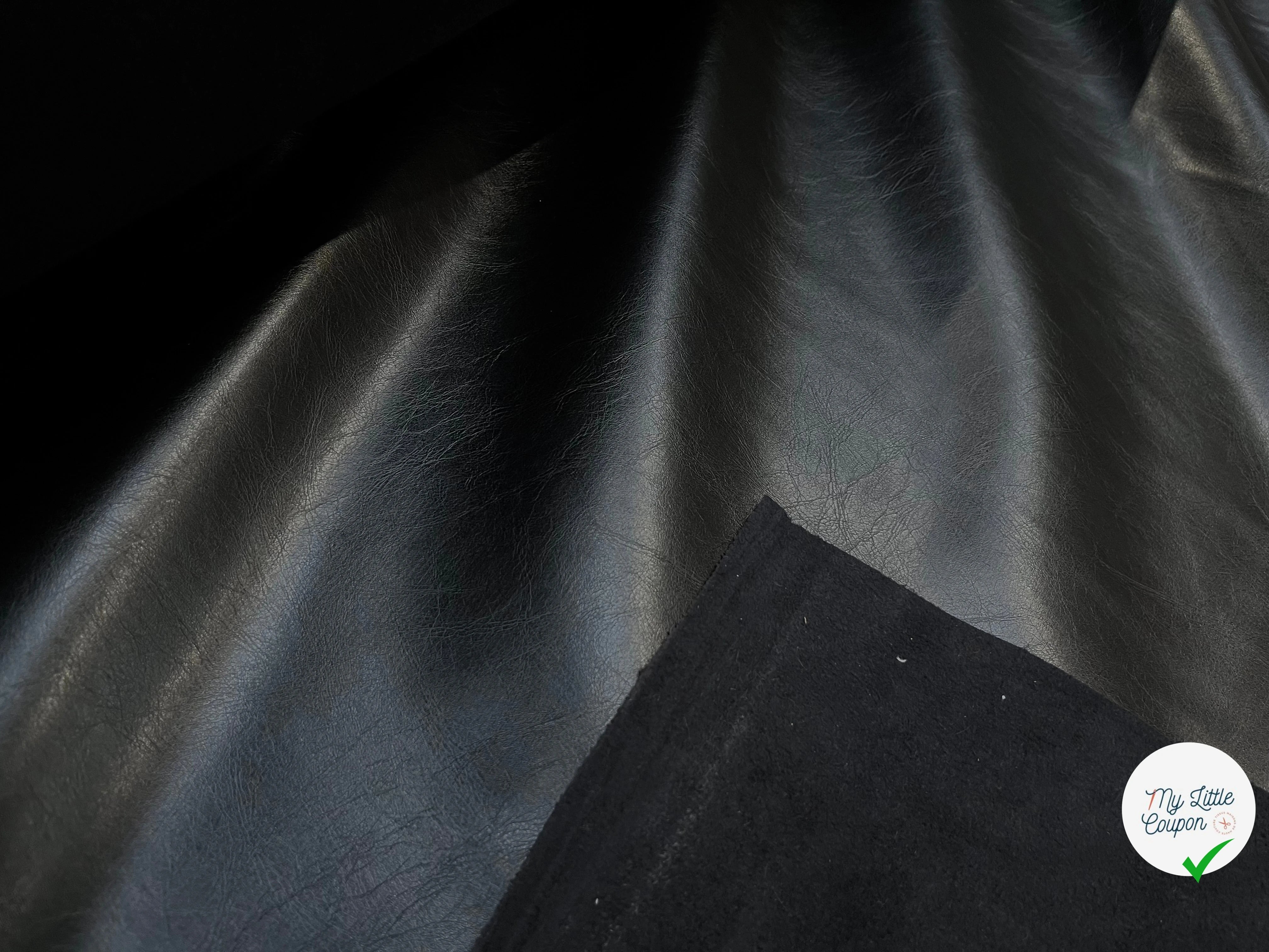 SATIN FAUX CUIR NOIR ENVERS TOUT DOUX NOIR - My Little Coupon